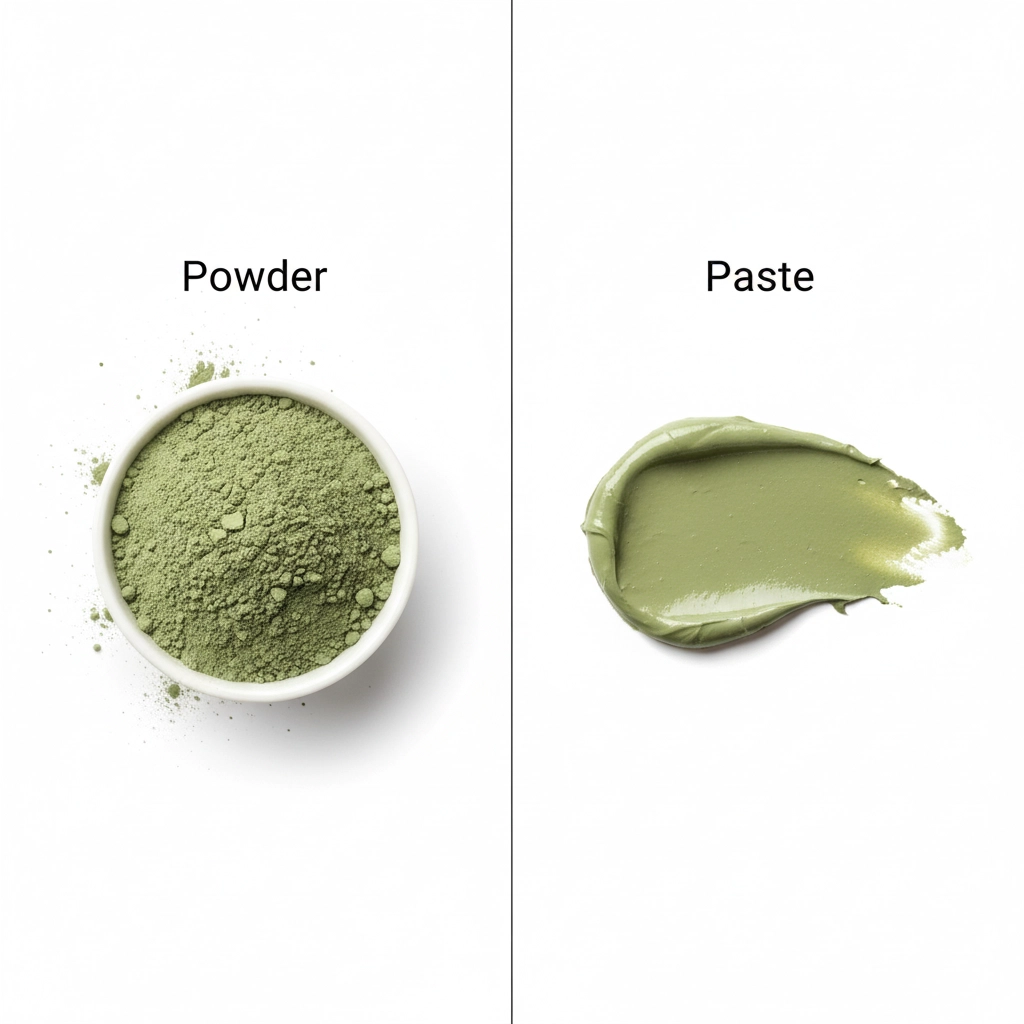 Comparison graphic showing the difference between powder and paste formats