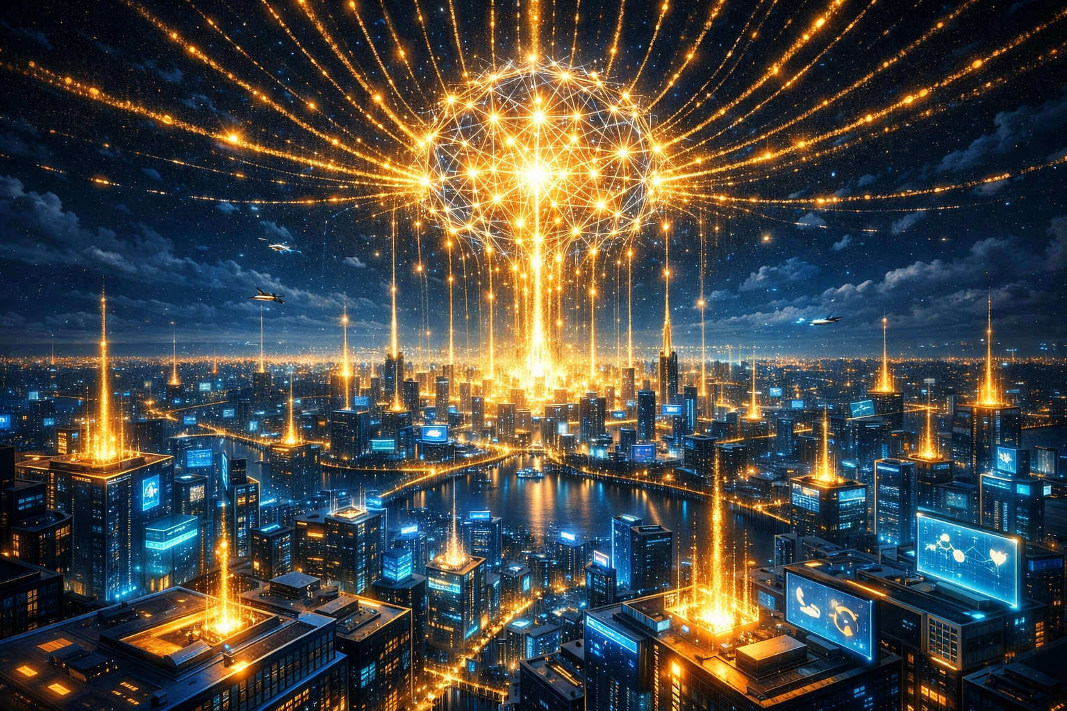 Global AI search index connecting virtual shops in the decentralized Larecoin metaverse network.