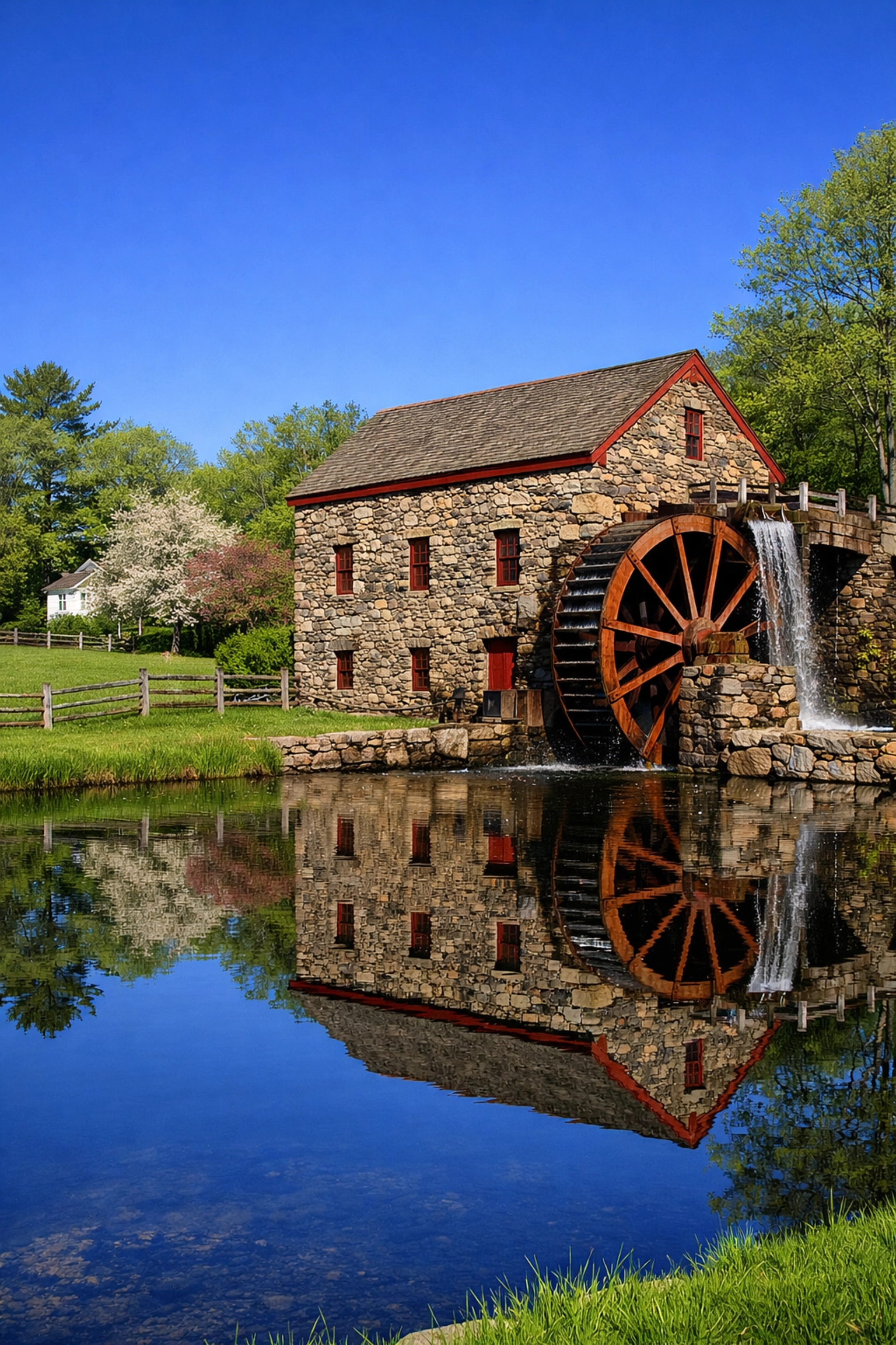 Historic Grist Mill in Sudbury, reflecting the high standards of a local luxury cleaning service.