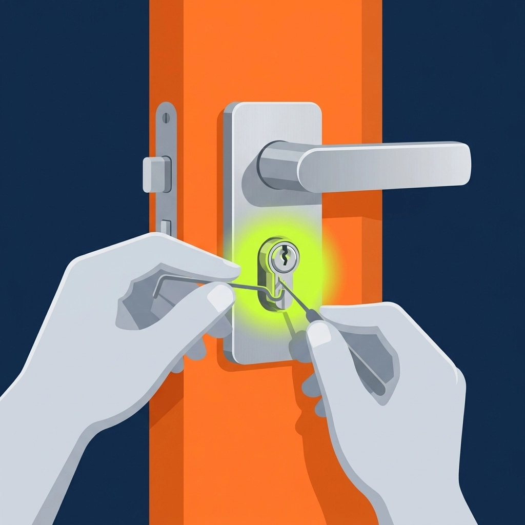 Expert locksmith near me performing a non-destructive entry on a secure door lock.