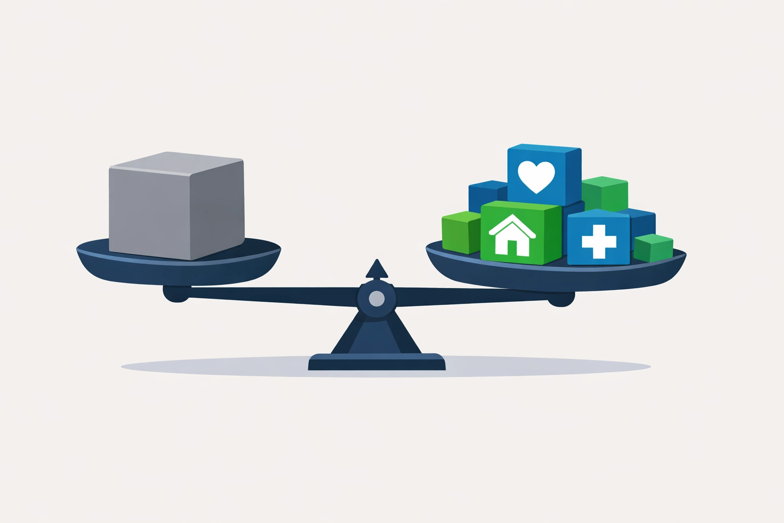 Illustration of itemized tax deductions outweighing the standard deduction on a scale for a higher refund.