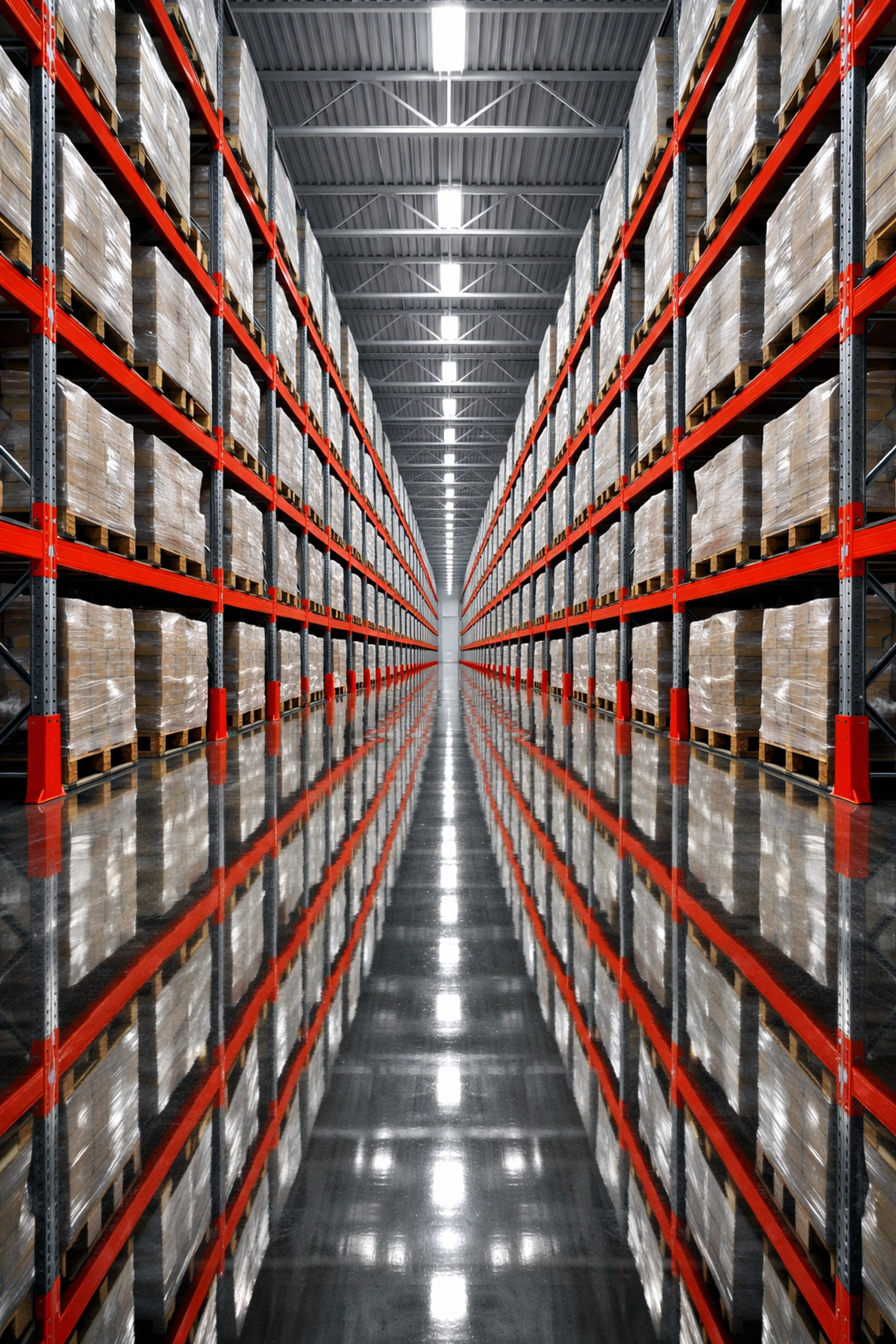 Organized storage facilities business warehouse featuring secure industrial racking and pallet storage.