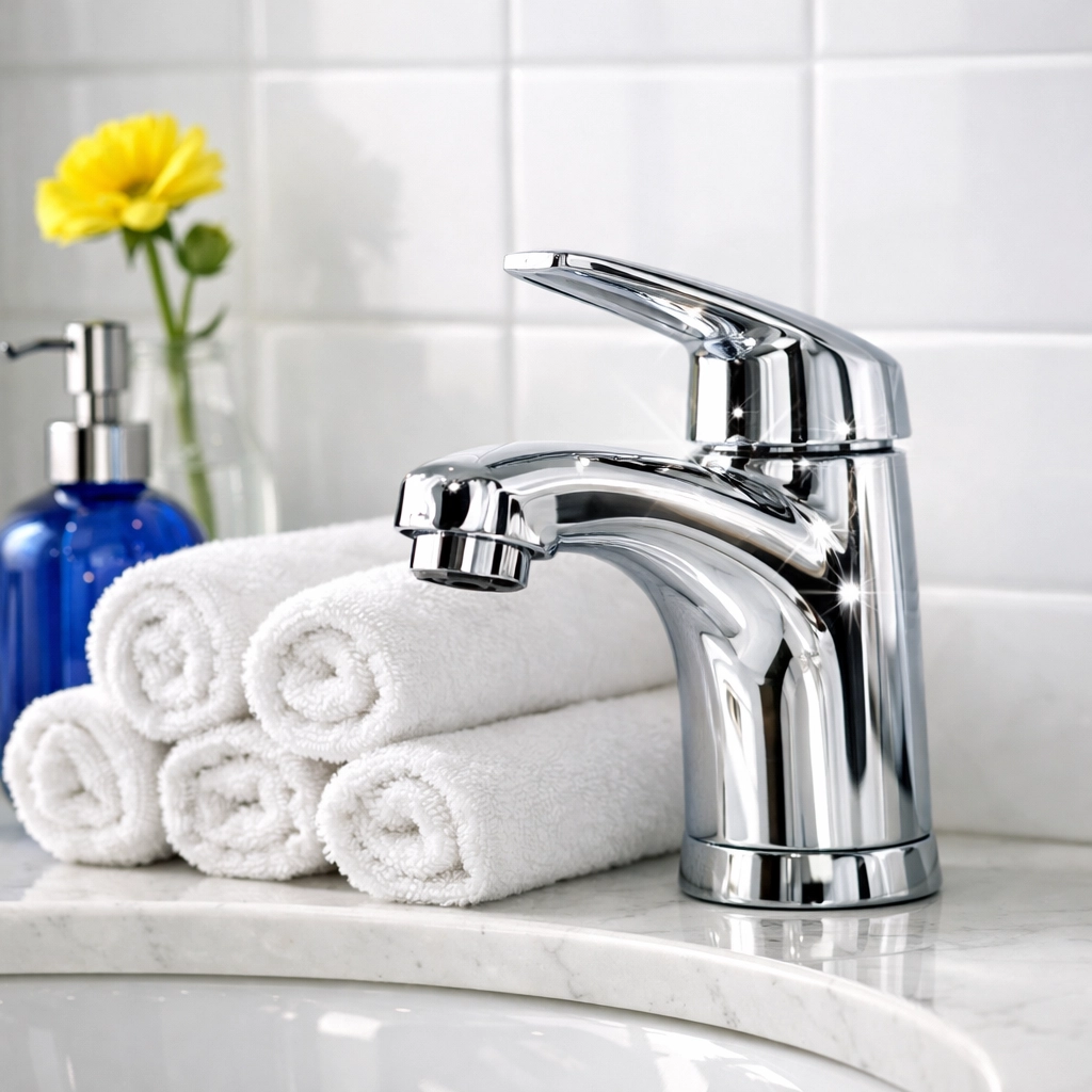 Sanitized luxury bathroom vanity following a professional deep cleaning Leominster MA.
