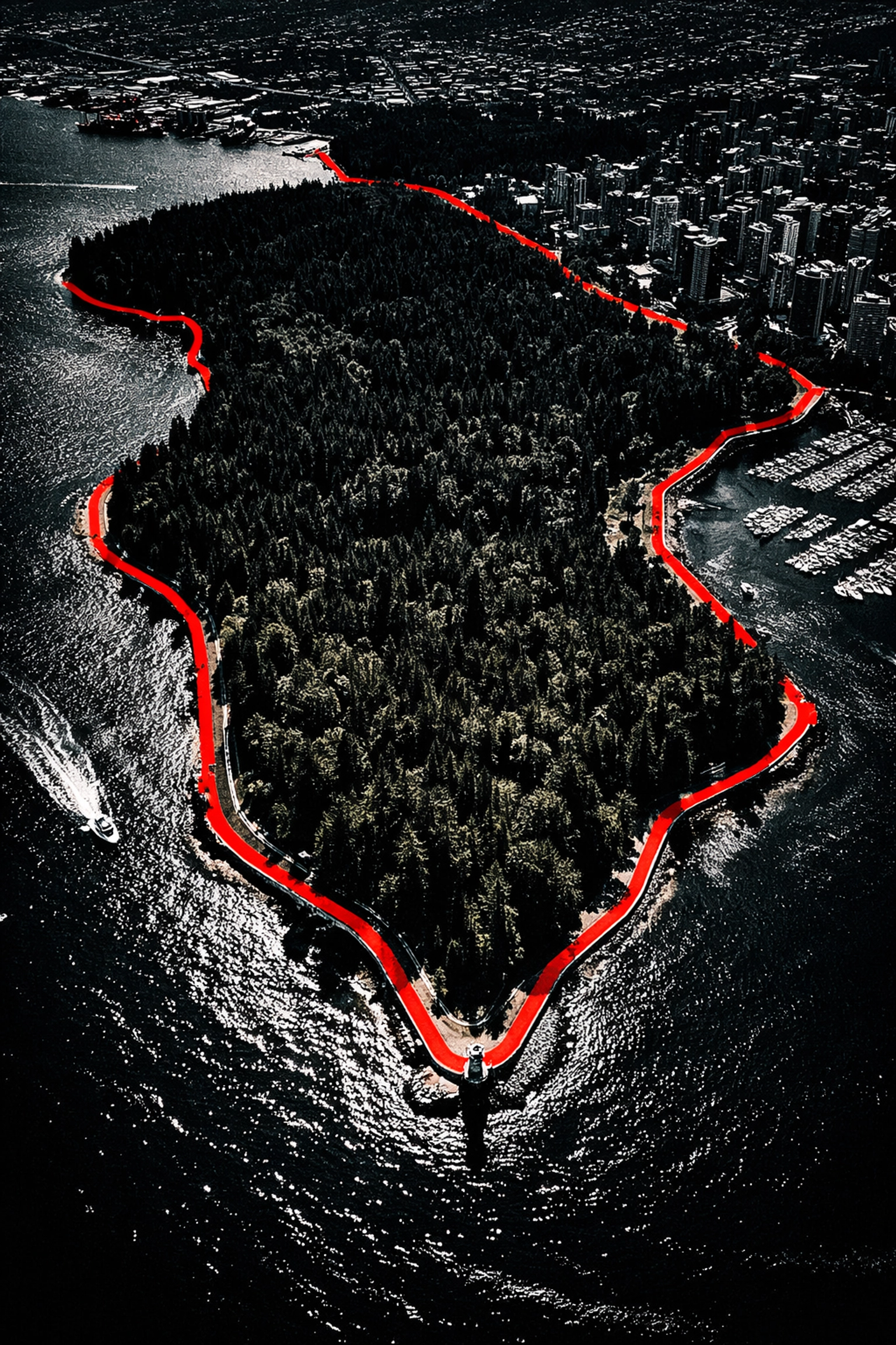Aerial view of Vancouver's Stanley Park showcasing the city's iconic park system