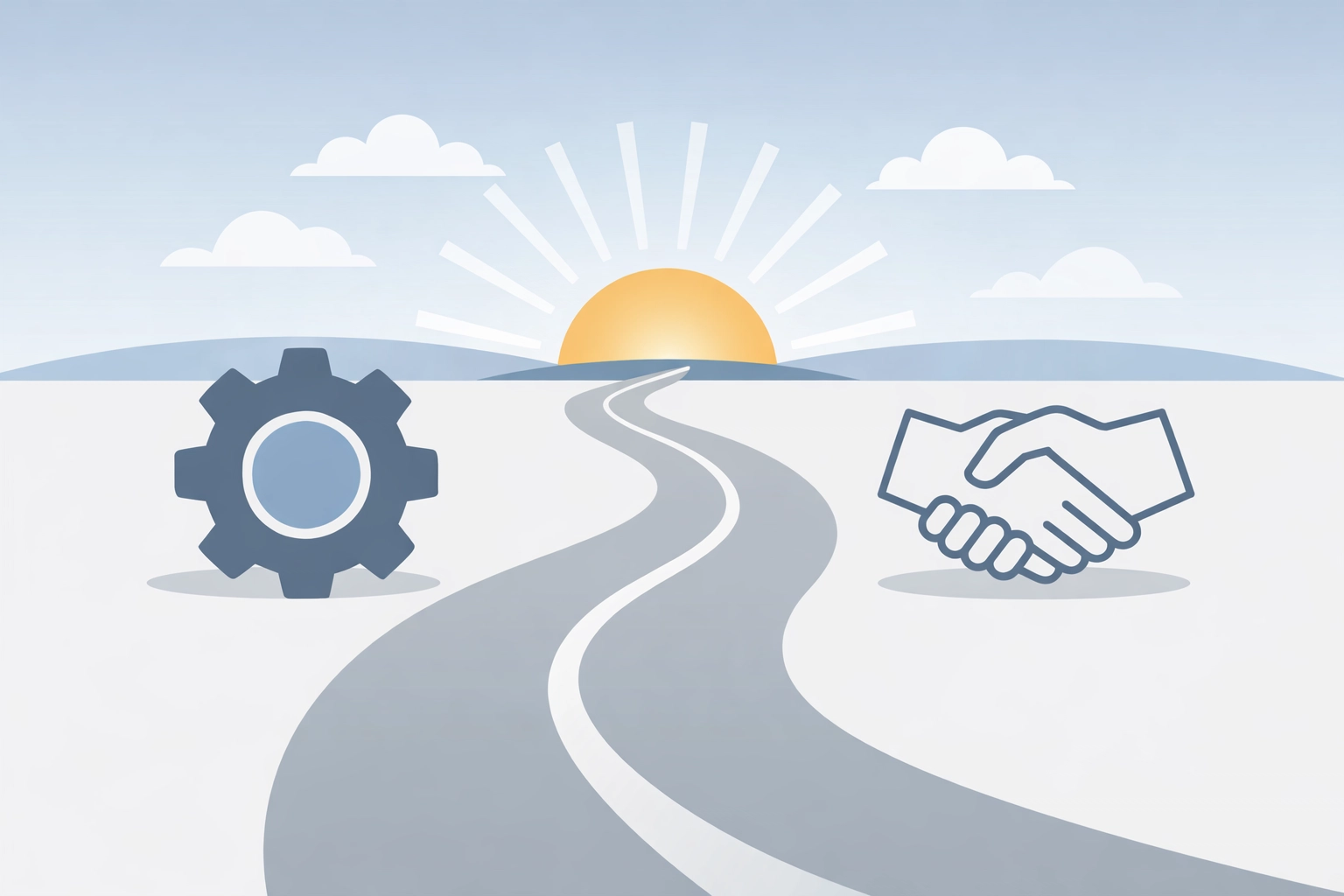 A path representing a hybrid political advertising strategy balancing programmatic tech and managed services.