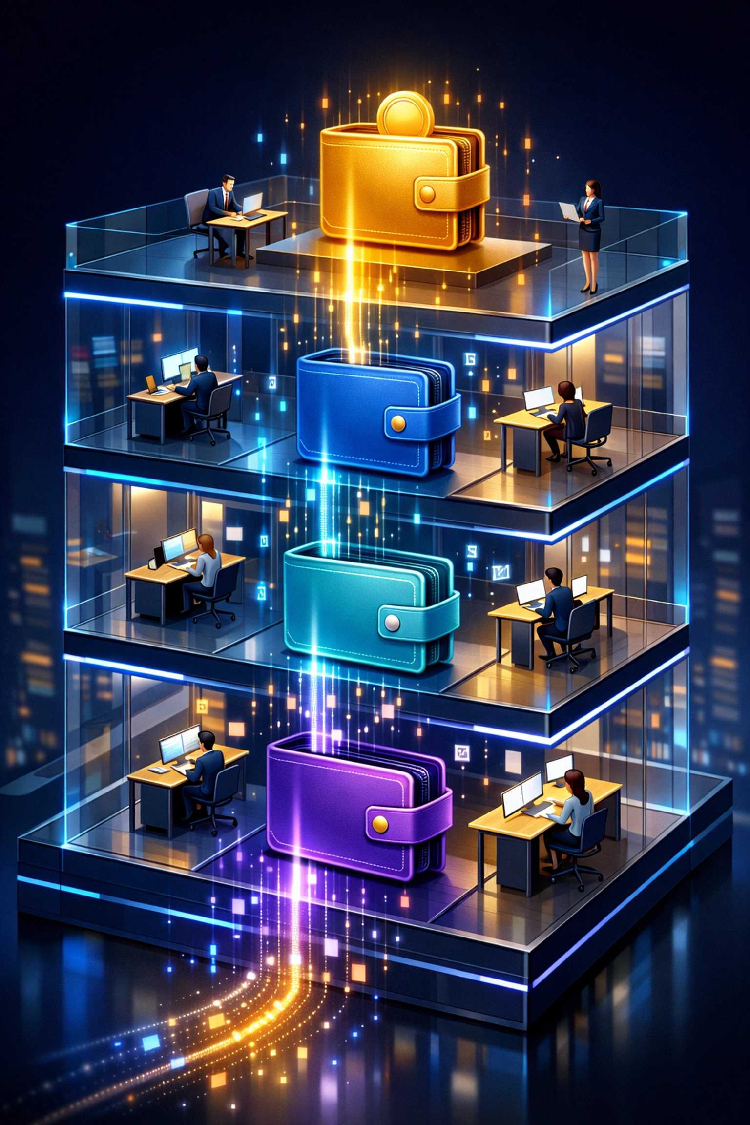 Enterprise master and sub-wallet architecture for LareBlocks payment management across departments