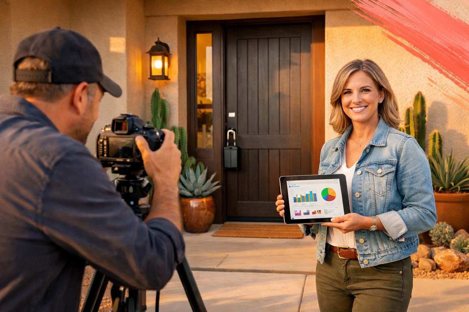 Professional real estate photographer and agent marketing Arizona home with flat fee listing service