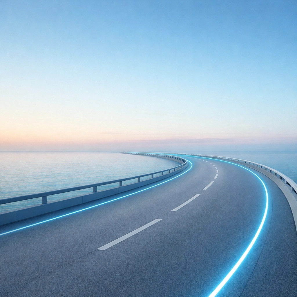 A calm coastal road at dawn symbolizing a fresh start and a clear path forward after a DUI case.