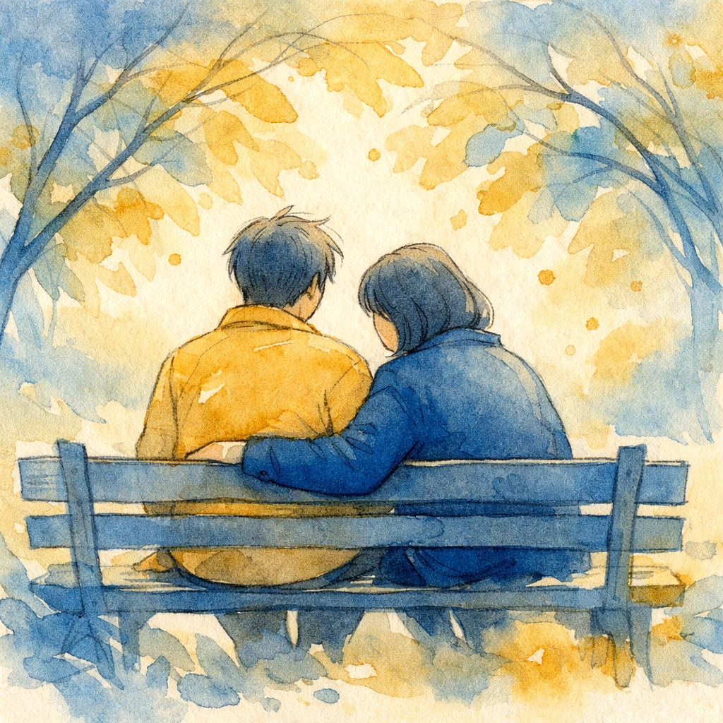 Two people on park bench showing faith community support for anxiety struggles