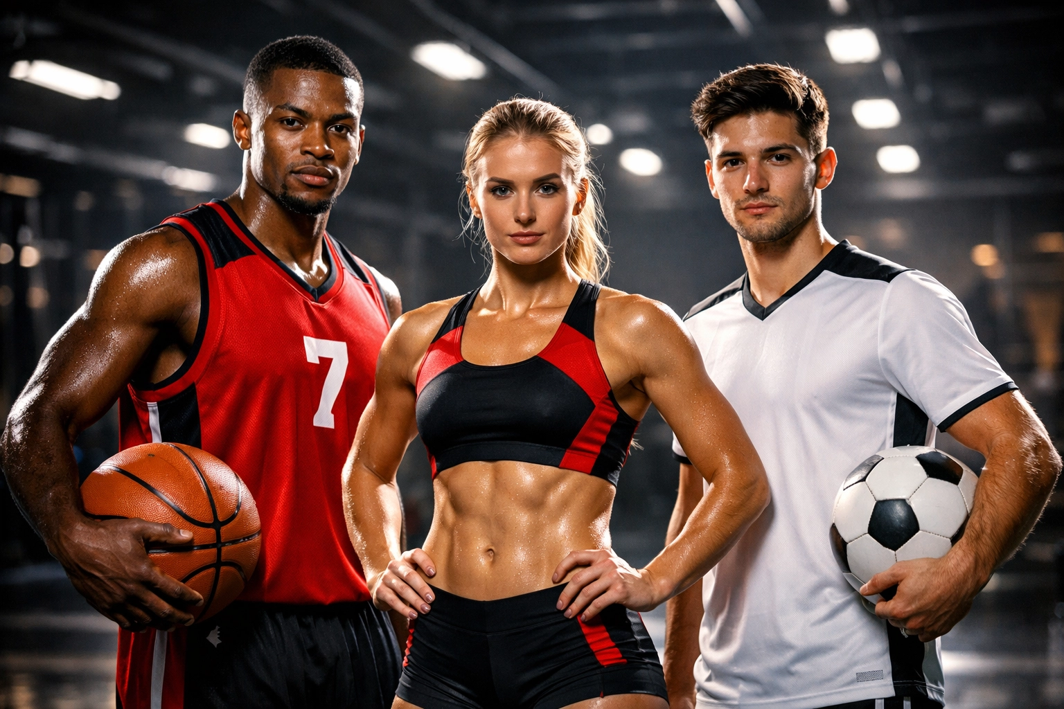 Diverse group of student-athletes collaborating on a high-performance NIL brand marketing campaign.