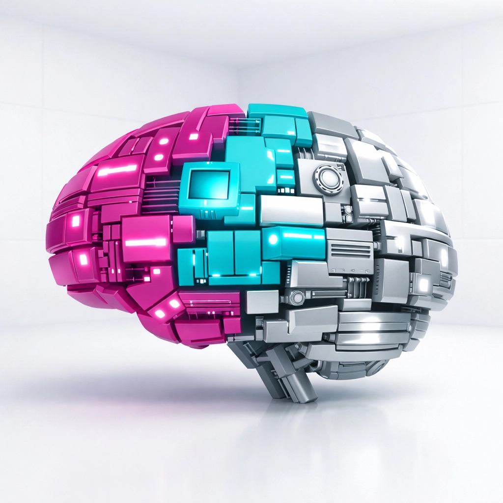 Symbolische Darstellung vernetzter Lernmodule für umfassende AI Literacy Schulungen.