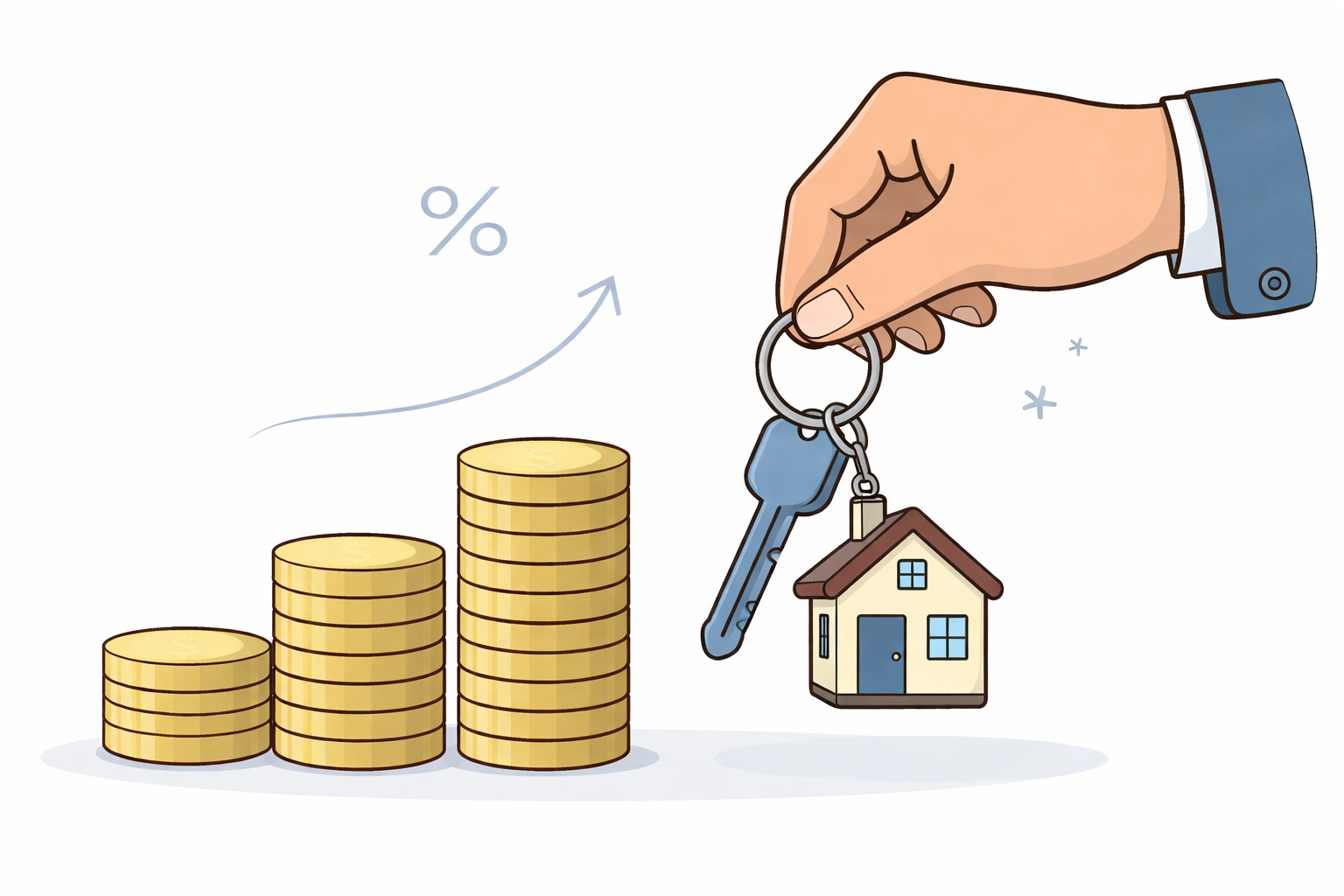 Hand holding a house key and coins representing down payment options for Michigan home buyers