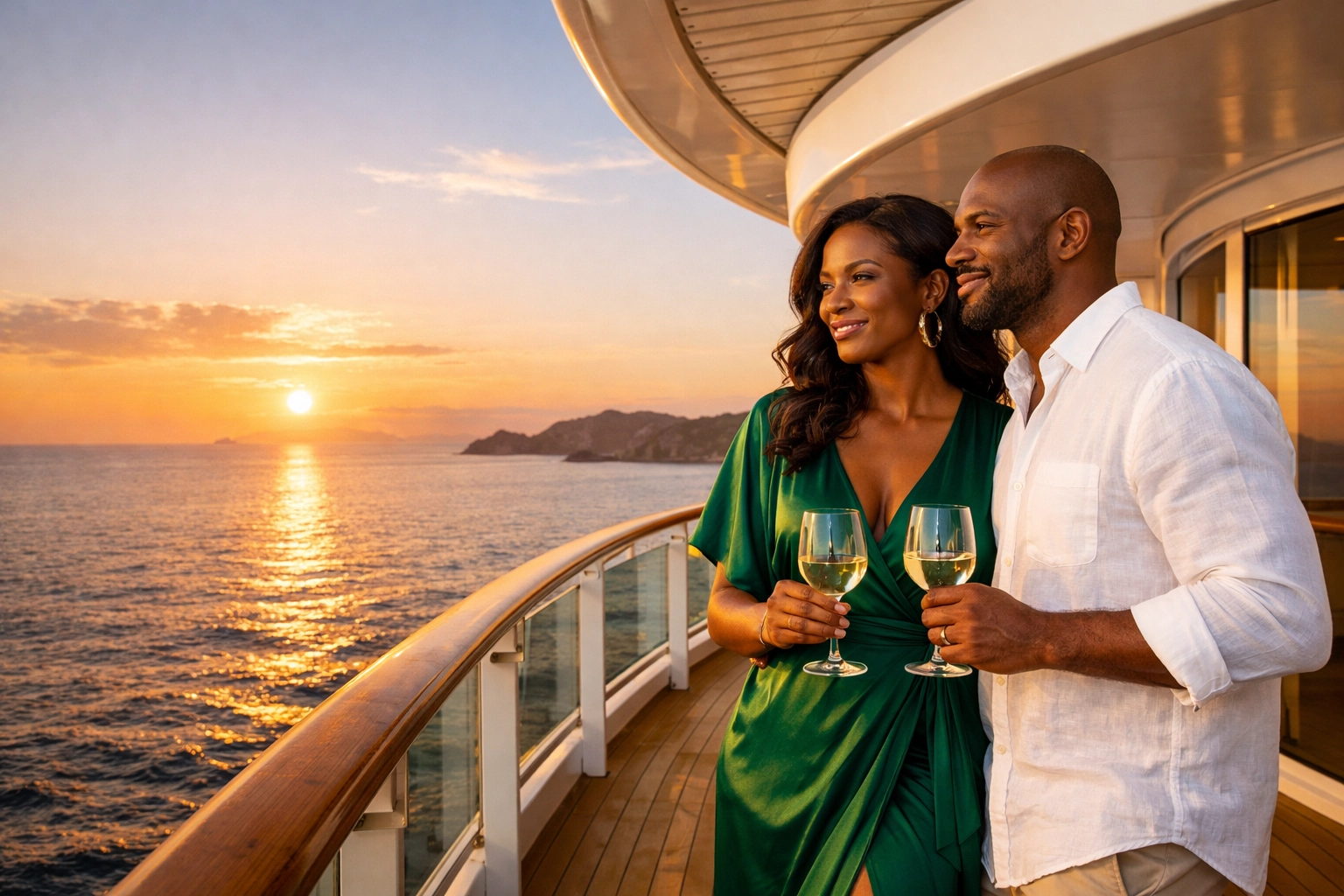 A couple relaxes on a luxury balcony, demonstrating why a Lifestyle Cruises travel agent is essential for travel.