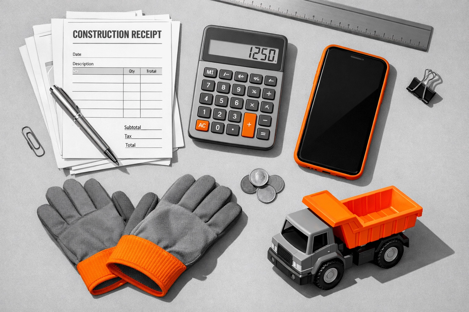 Organized construction receipts and documents for CIS self-assessment tax return