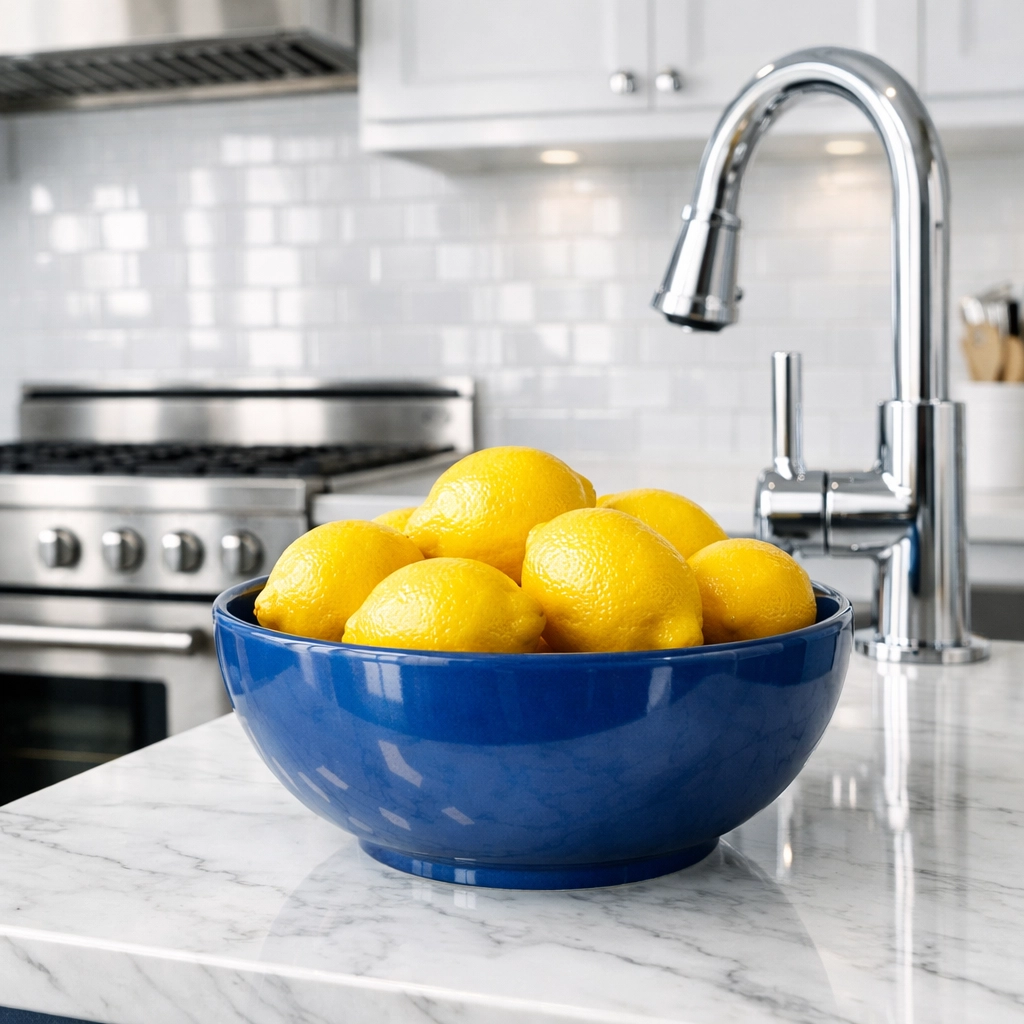 Detailed kitchen deep cleaning Littleton showing sanitized marble surfaces and sparkling appliances.