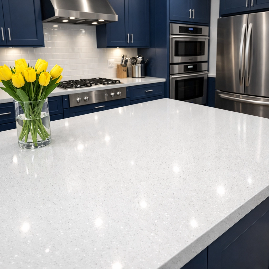 A sparkling clean kitchen with polished counters after a thorough house cleaning and apartment cleaning in Marlborough.