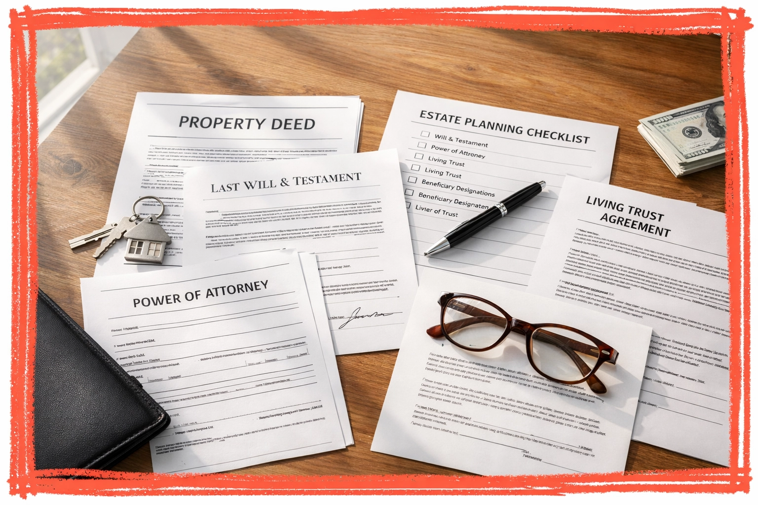 Estate documents and property deed paperwork for selling inherited house in CT
