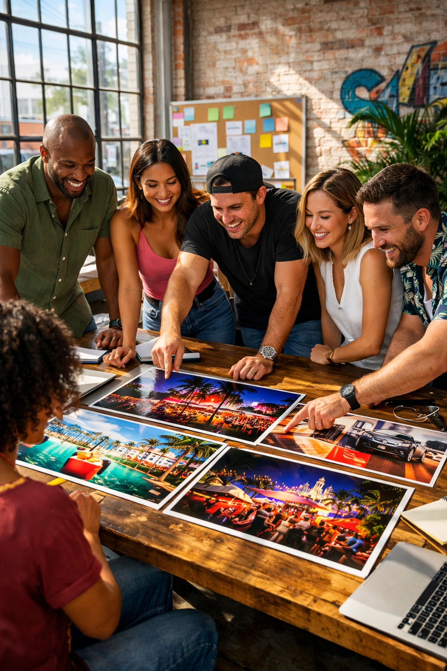 A Miami creative team reviewing professional brand photography miami prints for commercial business growth.