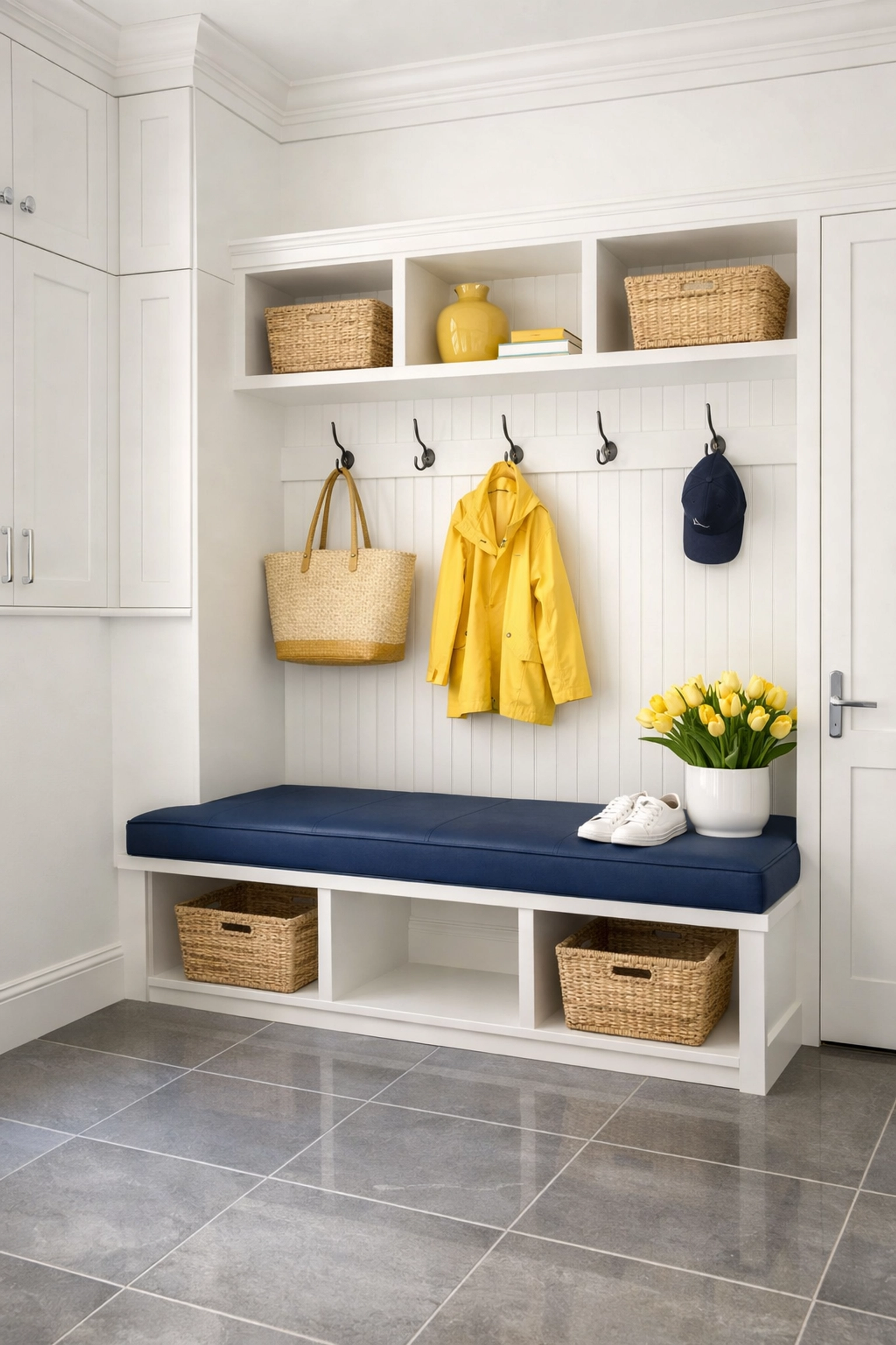 Sparkling clean mudroom in a Wenham home showcasing professional residential cleaning results.