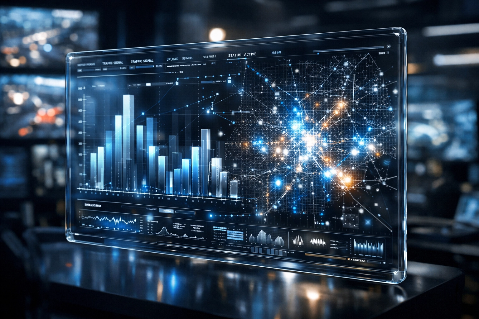 Advanced OOH media planning dashboard displaying real-time audience analytics and location heat maps.