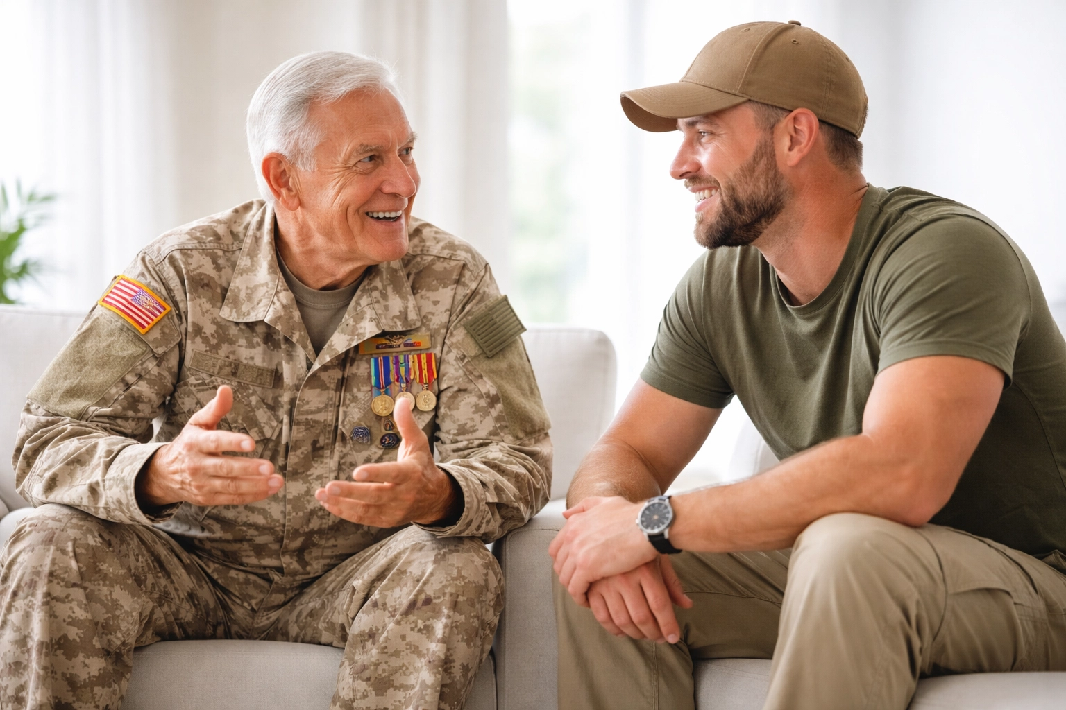 Older and younger veterans sharing stories together, building community at American Legion Post 76.