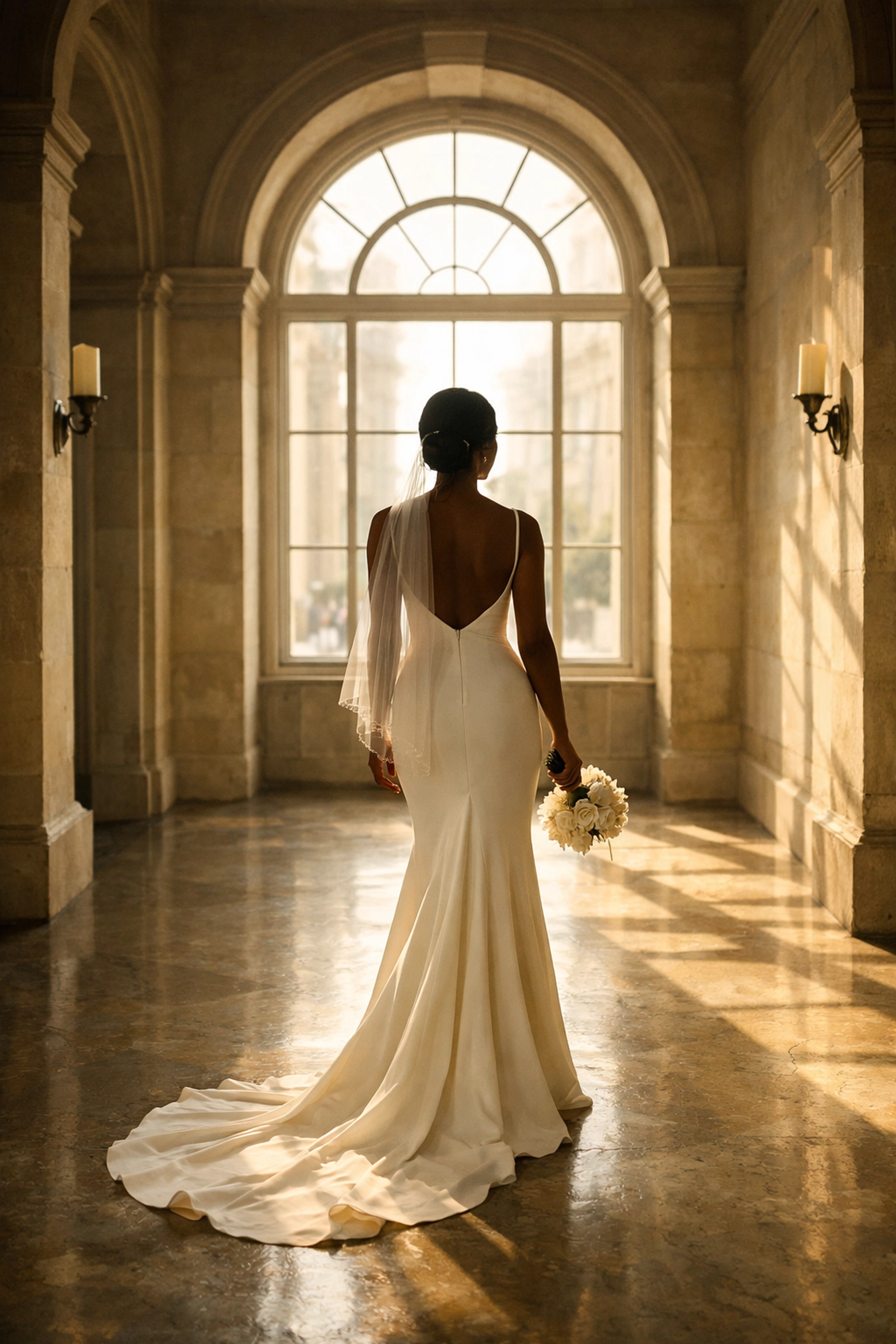Bride at historic Bella House 1873 wedding venue during wedding coordination