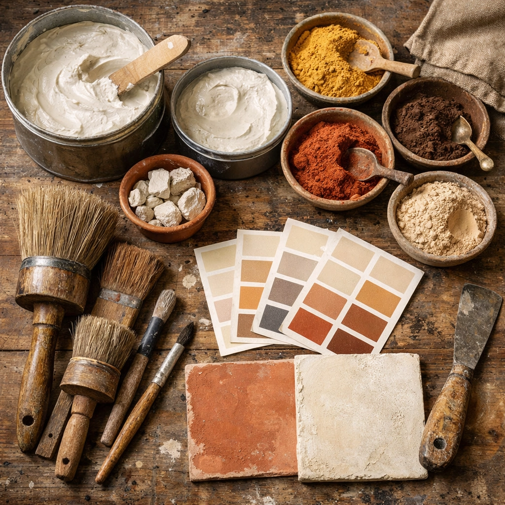 Traditional lime putty and natural pigments for heritage property decorating