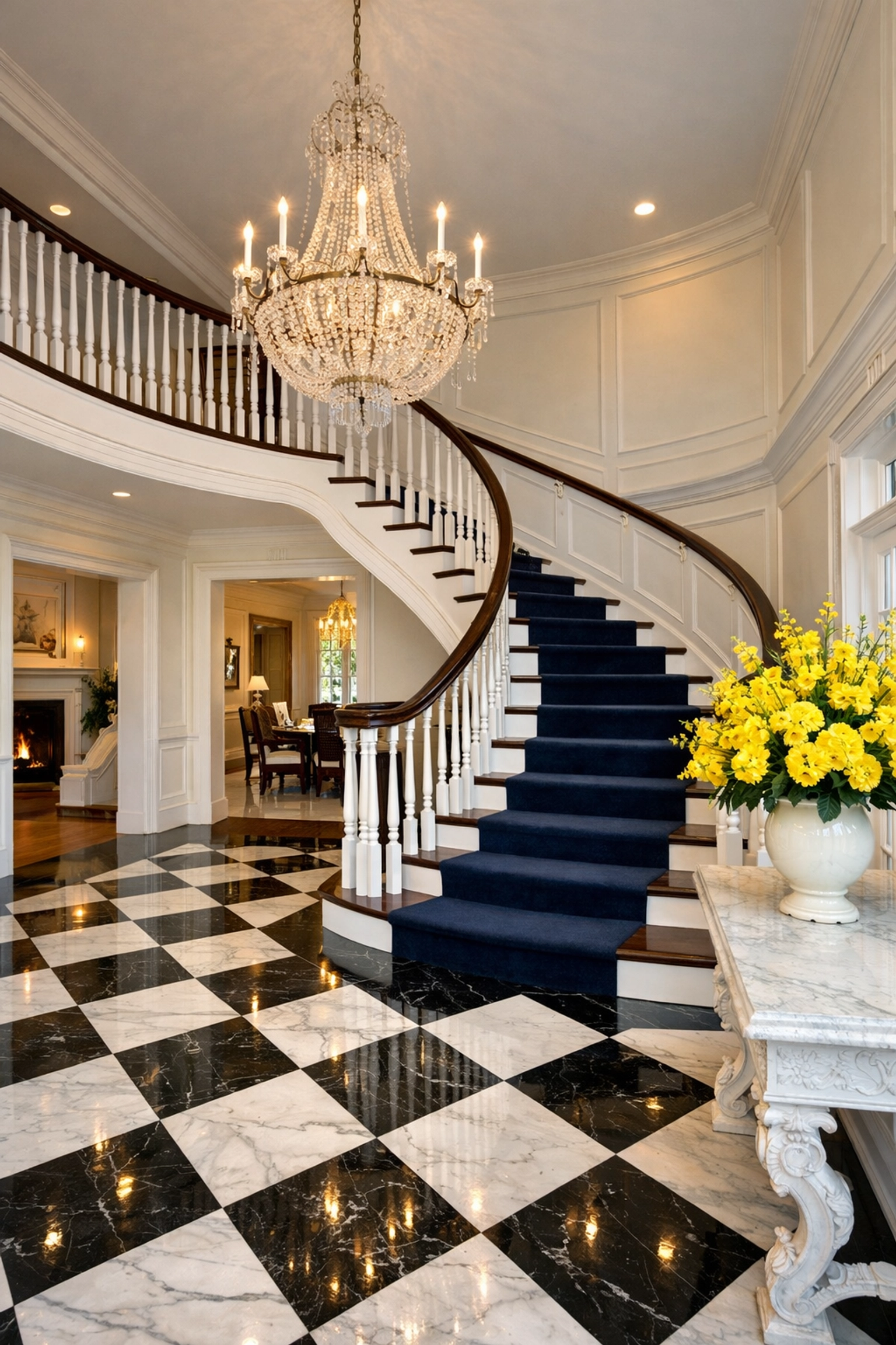Impeccable grand foyer in a Sudbury home showcasing top-tier luxury house cleaning Sudbury MA.