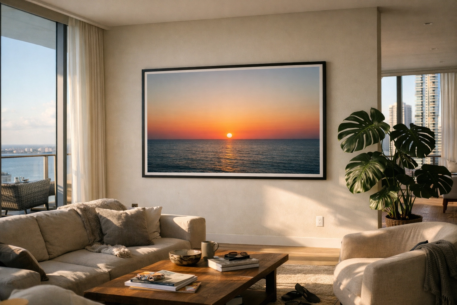 Large-scale museum quality fine art photography print displayed in a luxury Miami penthouse.