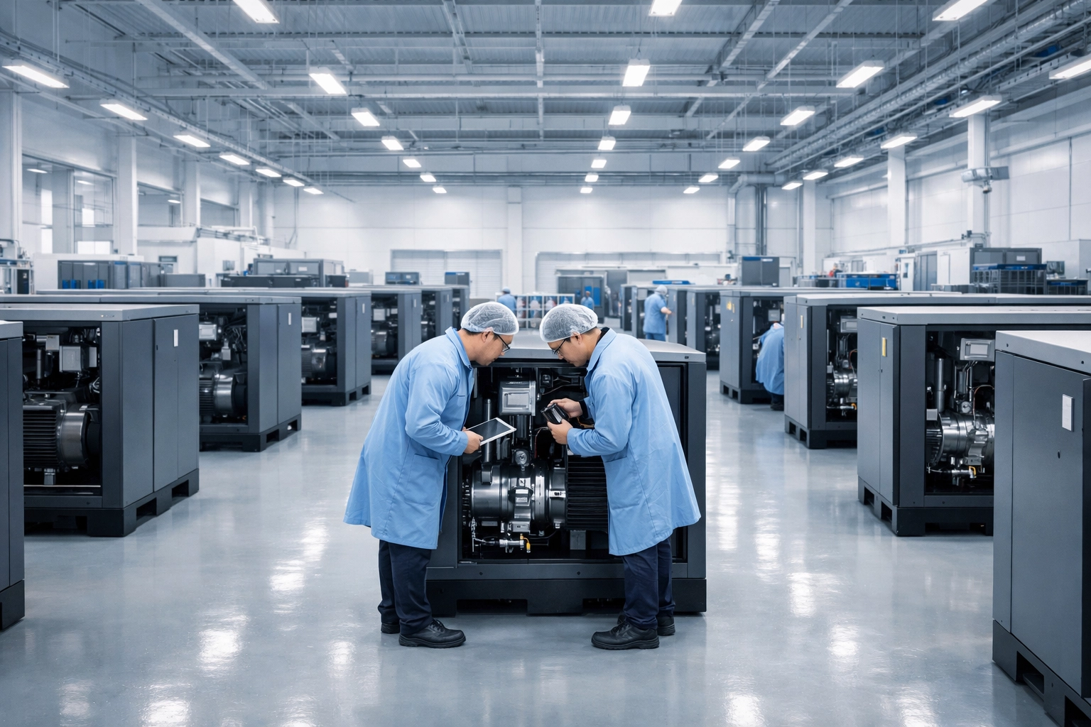 Permanent Magnet Variable Frequency (PMV) Screw Air Compressors Final Inspection