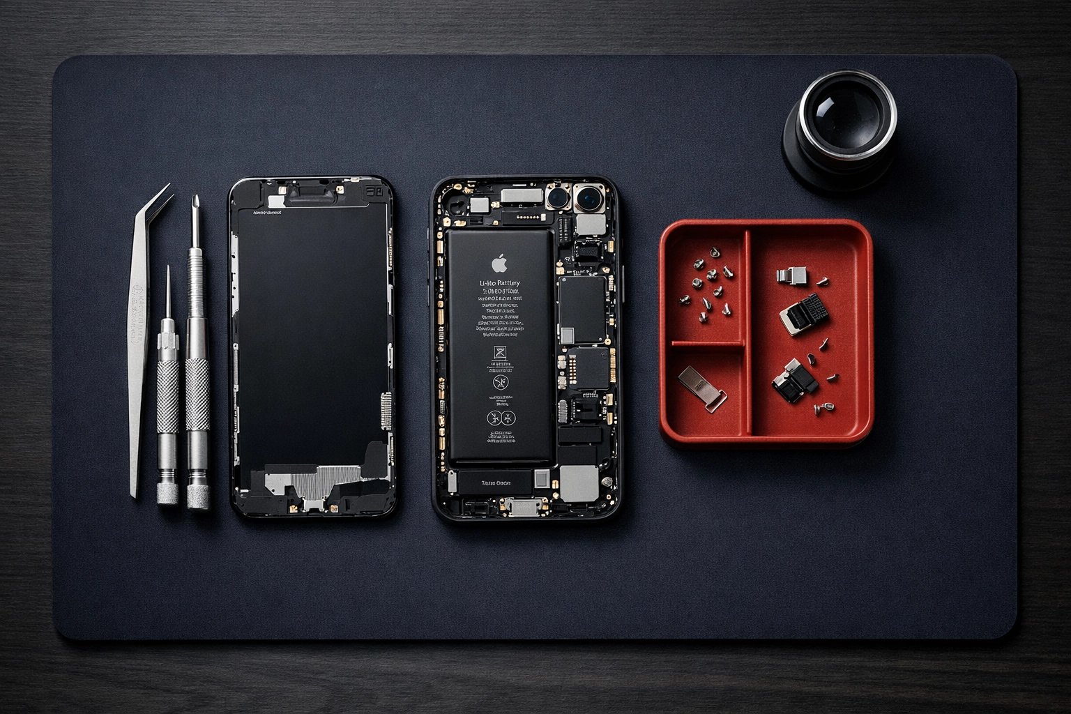 Minimalist iPhone repair Brooklyn workstation with a premium, authentic professional service setup.