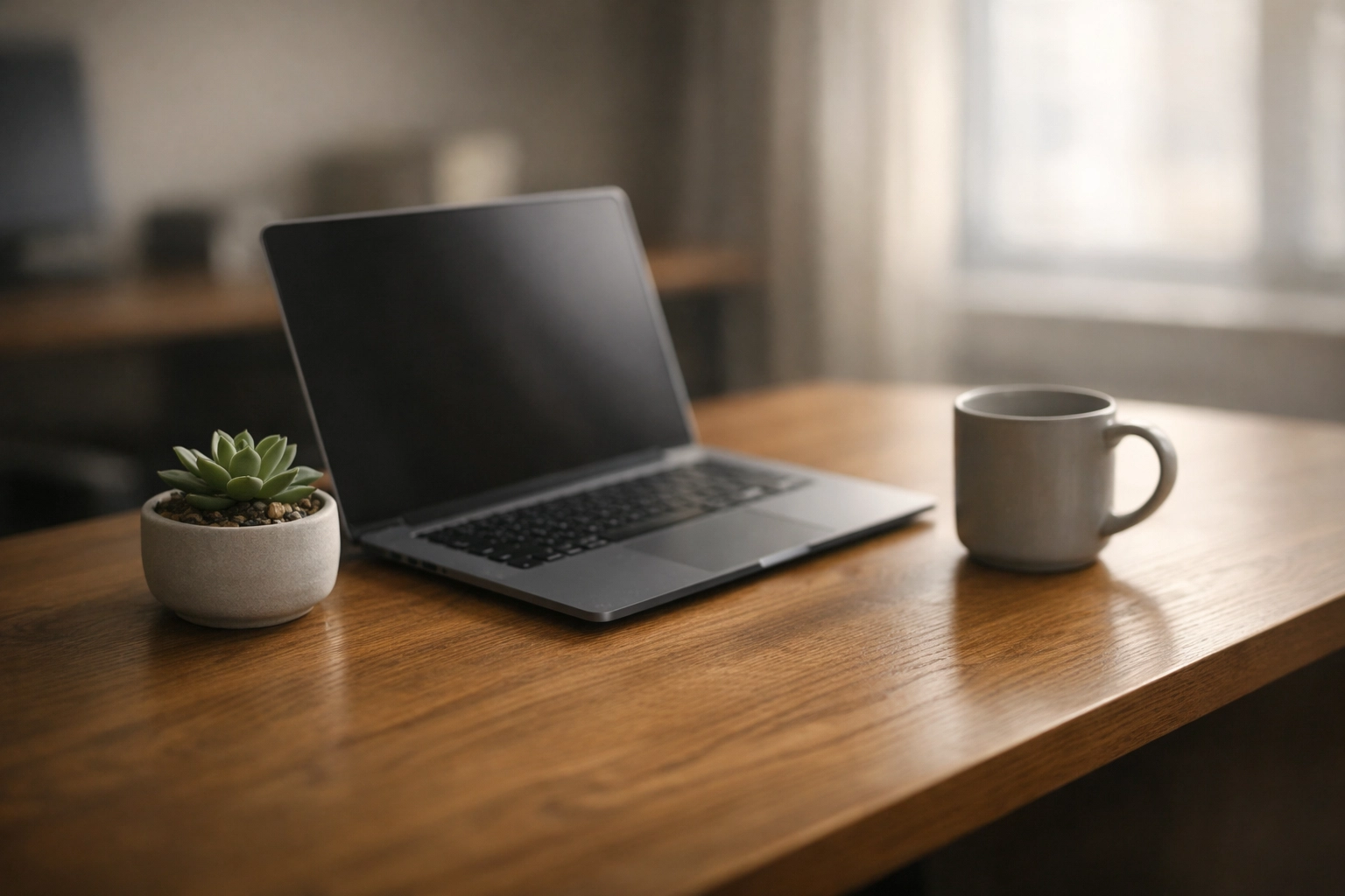 A clean office desk representing the overhead and indirect costs of a field-service business.
