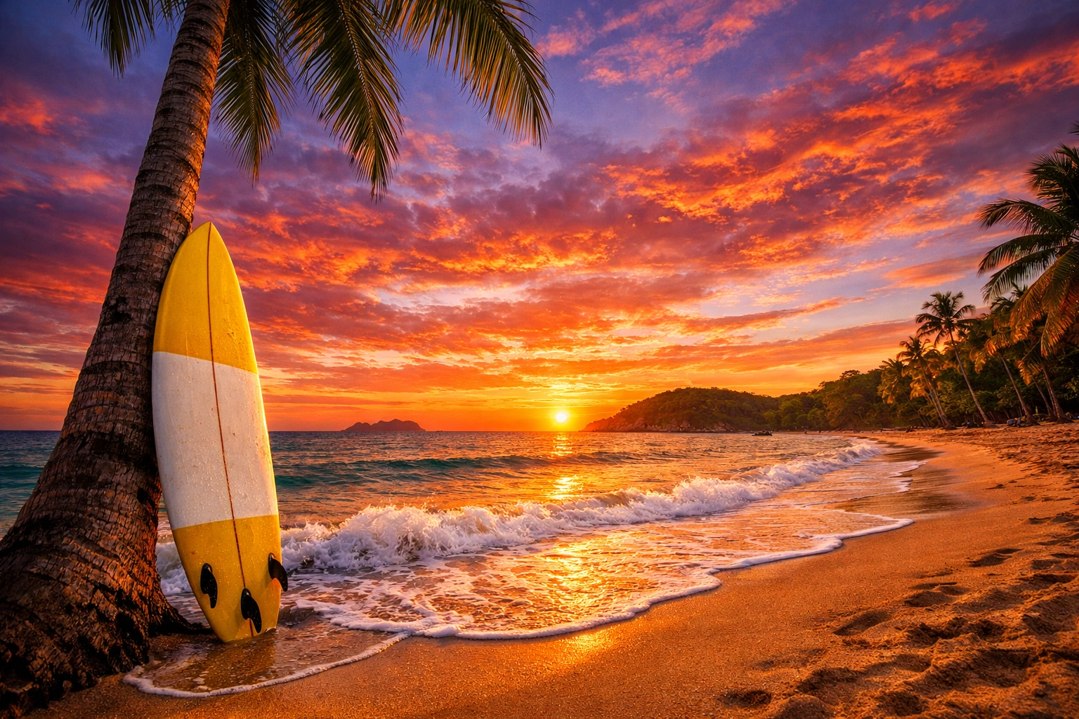 Tropical Guanacaste beach at sunset, a top destination for a Liberia Costa Rica airport transfer.