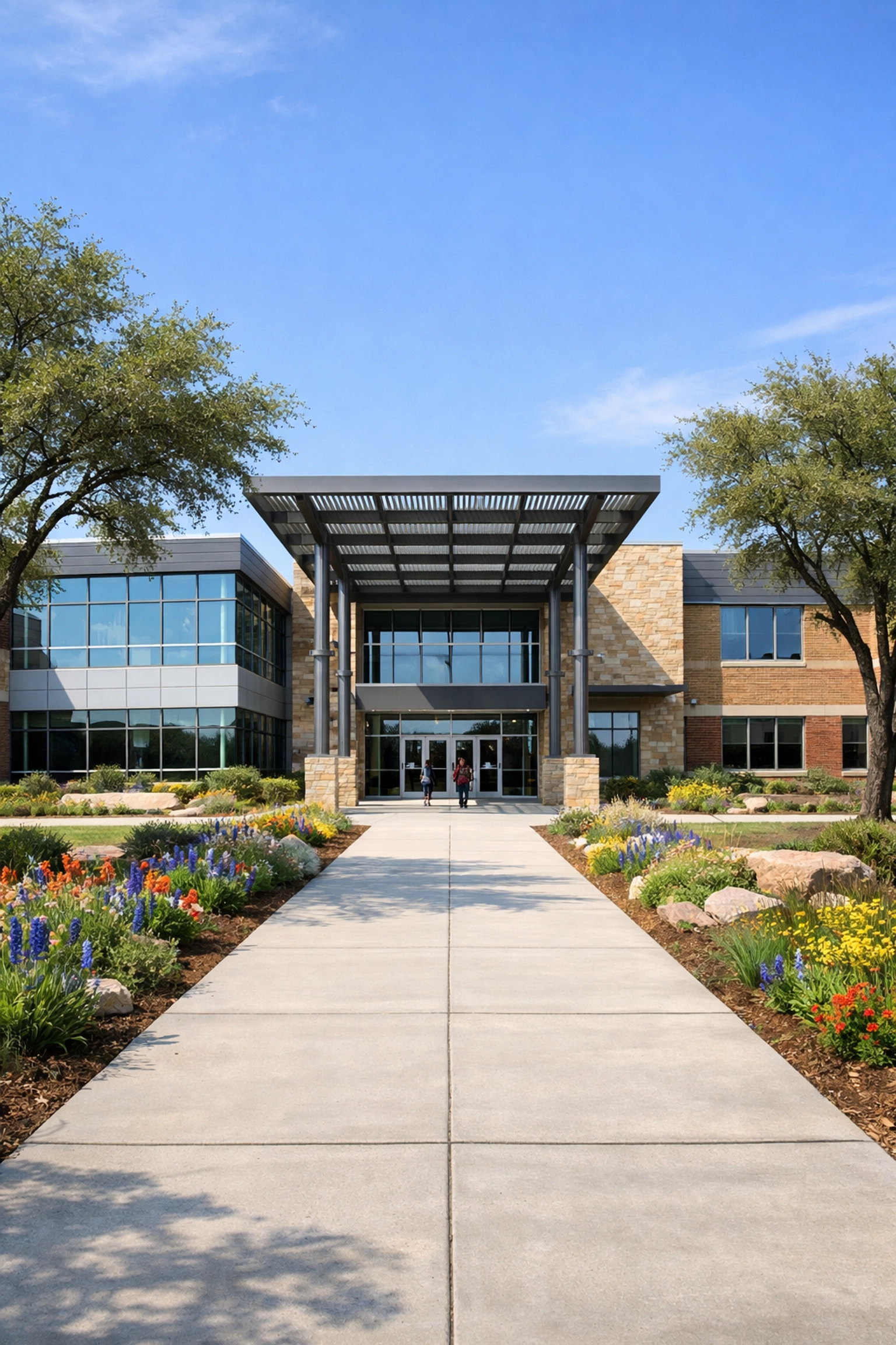 Modern elementary school building in a top-rated San Antonio ISD for military families.