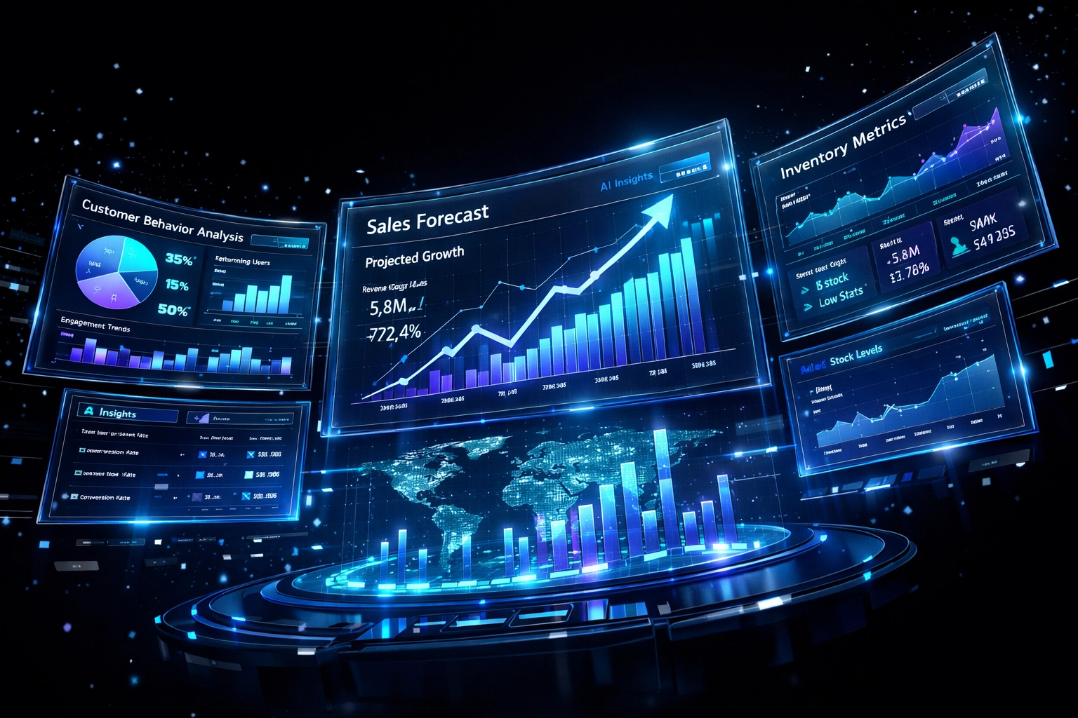 AI Integration Services Explained in Under 3 Minutes: What Every Small Business Owner Should Know 5 Predictive analytics dashboard displaying real-time business intelligence and forecasting