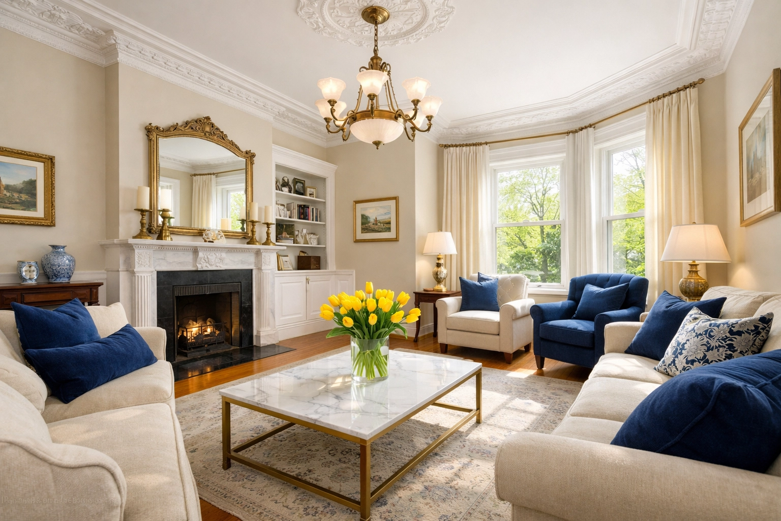 A clean Worcester Victorian living room with polished floors and sunlight, perfect after a spring deep clean.