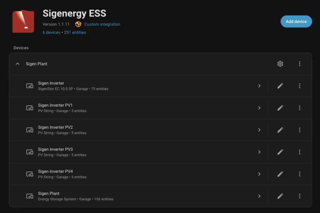 Interface de gestion d'énergie Sigen Plant
