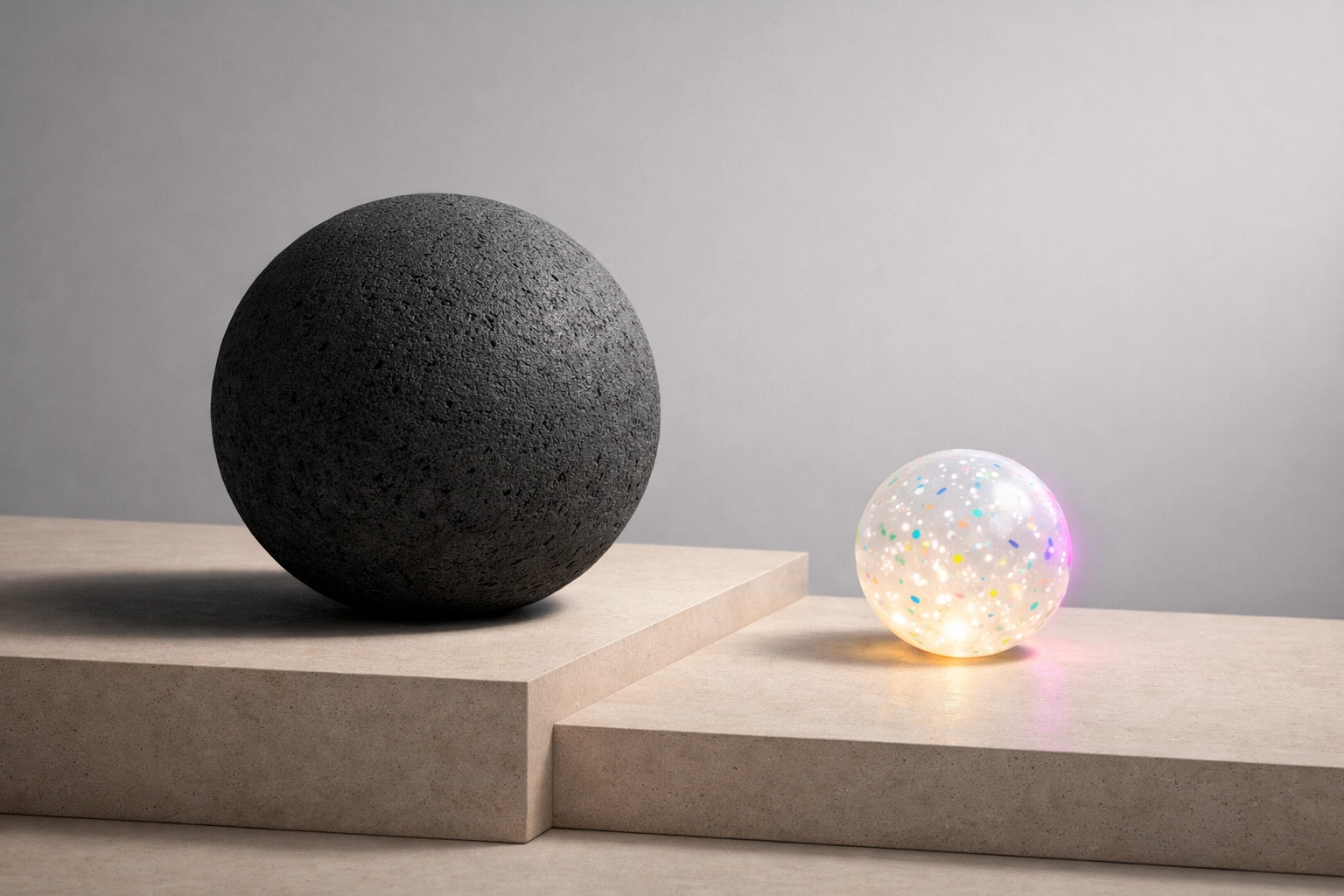 Visual comparison showing the high carbon footprint of virgin materials versus low carbon recycled plastic.