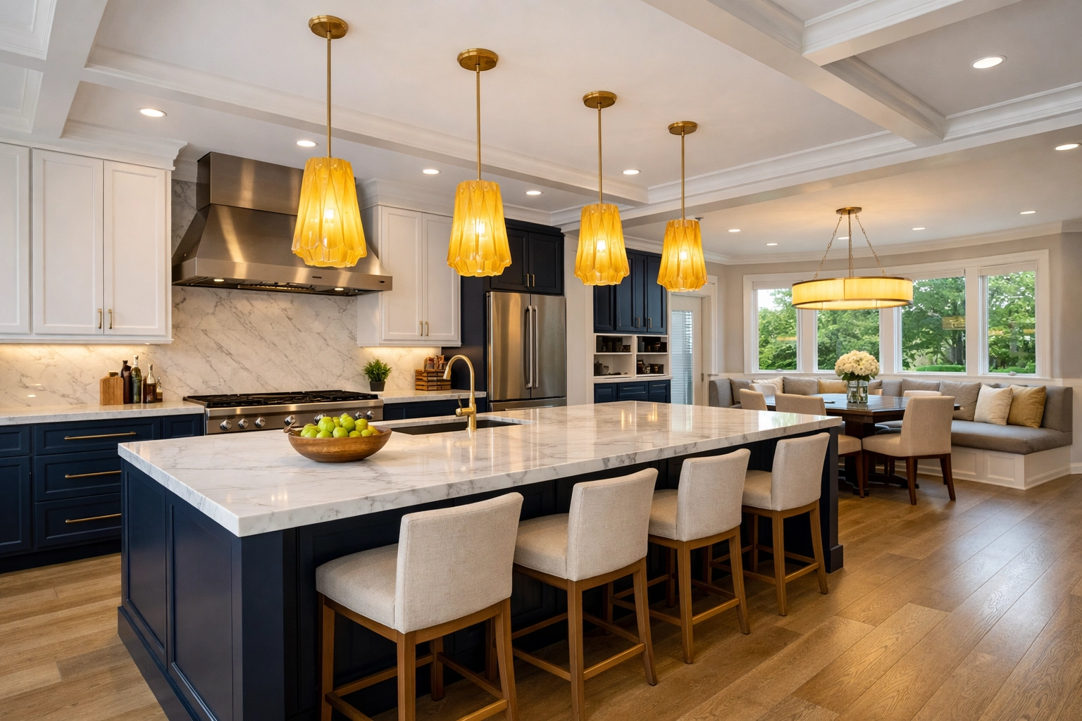 Spotless modern kitchen after professional weekly house cleaning Southborough in a large residence.