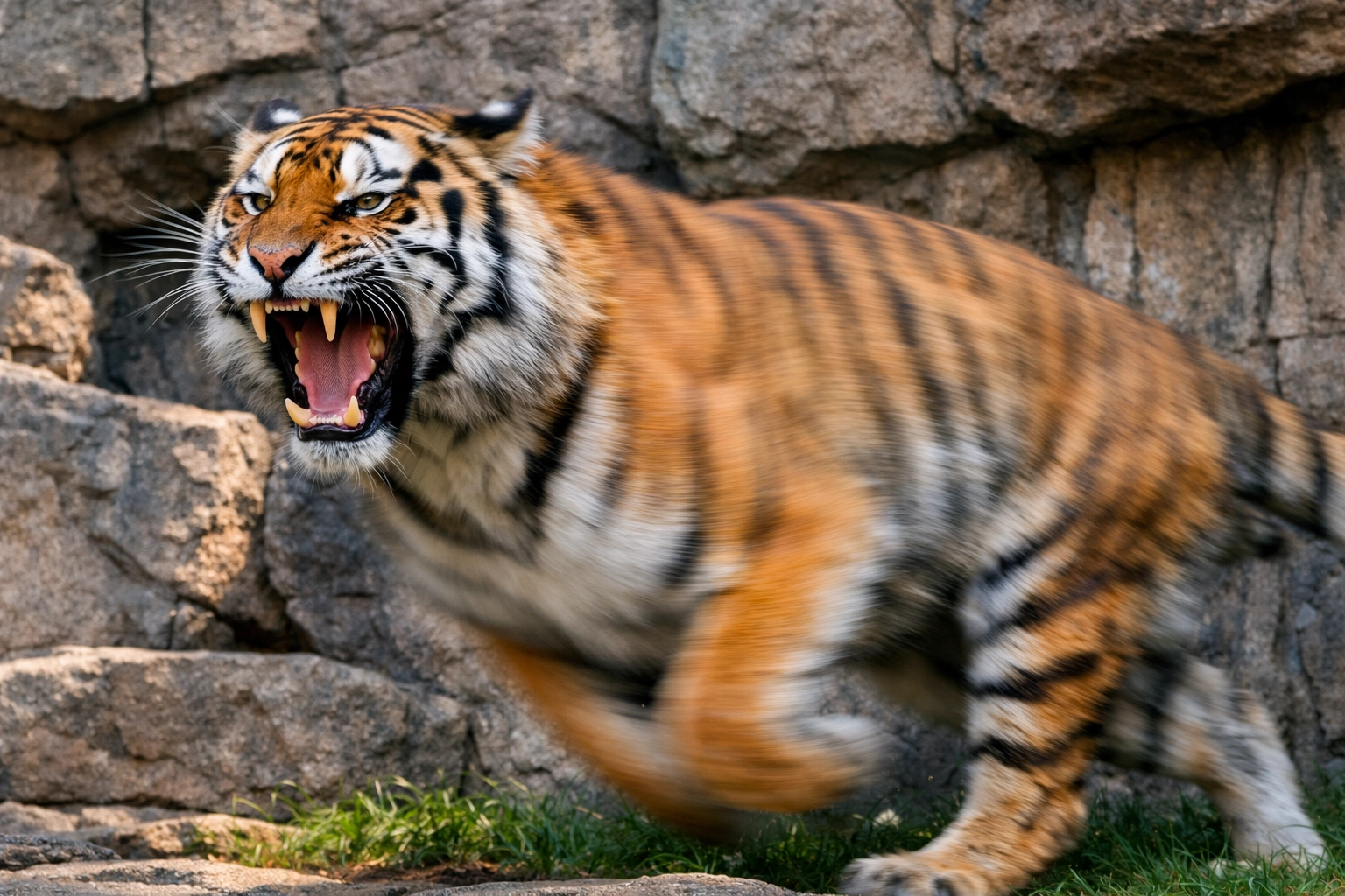 Tiger captured with intentional motion blur for dynamic wildlife stock photo
