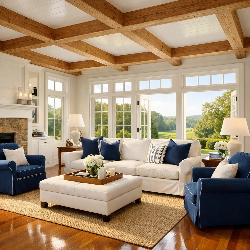 Clean high-end living room in an Egremont home reflecting professional weekly house cleaning results.