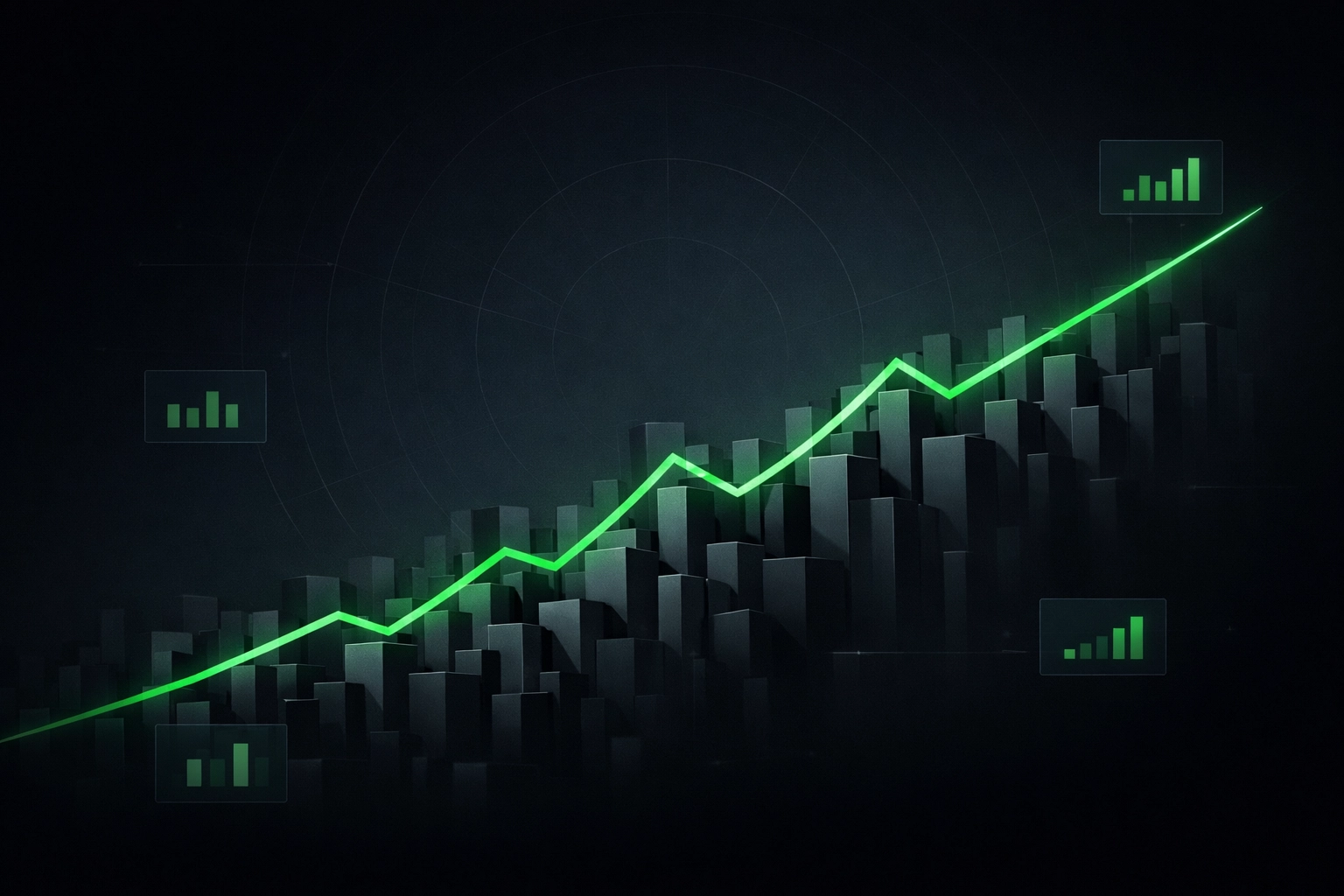 Upward trend line illustrating long-term value betting strategies powered by sports AI data.