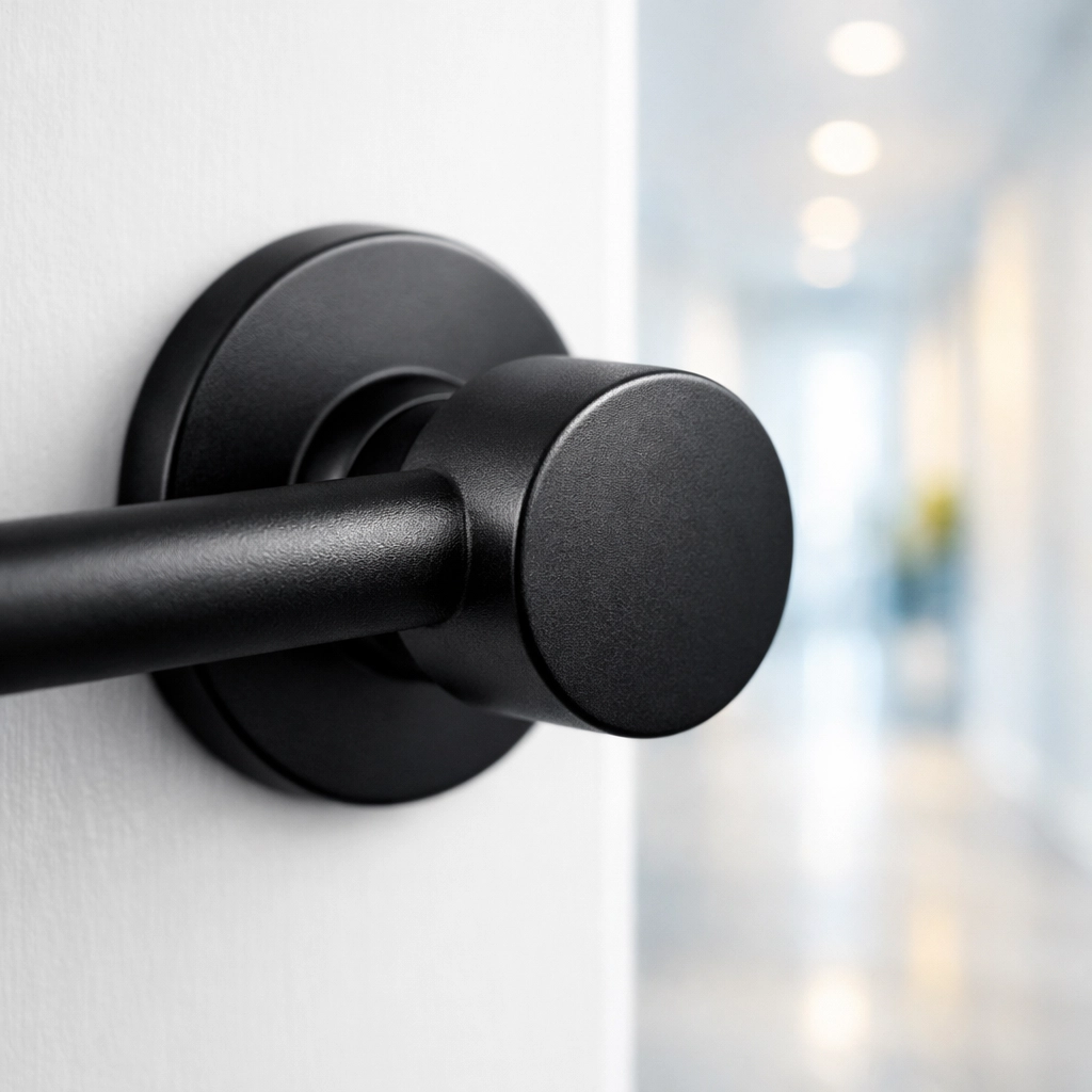 Disinfected doorknob in a clean home highlighting thorough move-in cleaning services.
