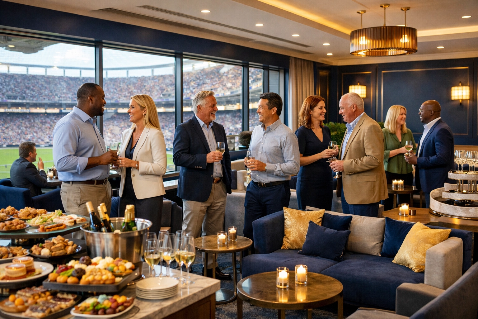 PRESS RELEASE: Stop Wasting Budgets on Generic Super Bowl Hospitality – 7 Data-Driven Tactics USA Entertainment Travel Uses to Triple Client Engagement ROI Corporate executives networking in premium Super Bowl hospitality suite with stadium views