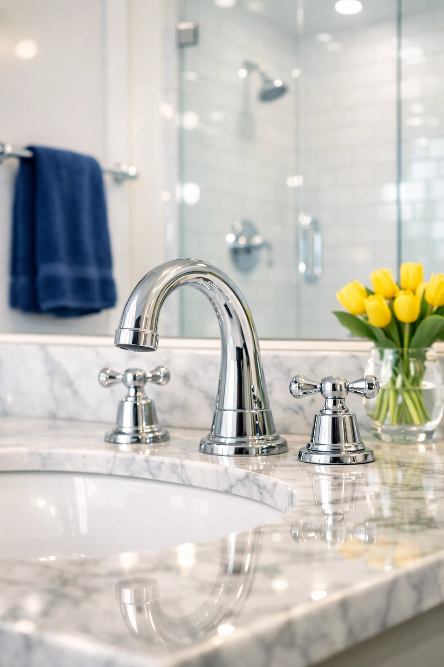 Sparkling luxury bathroom with clean grout lines after professional deep cleaning services in MetroWest.