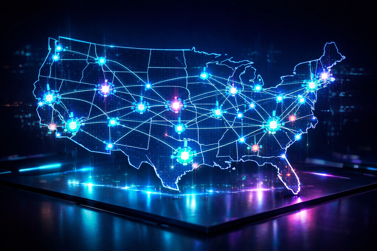 EsportsPod national network map showing talent pipeline across 15+ states