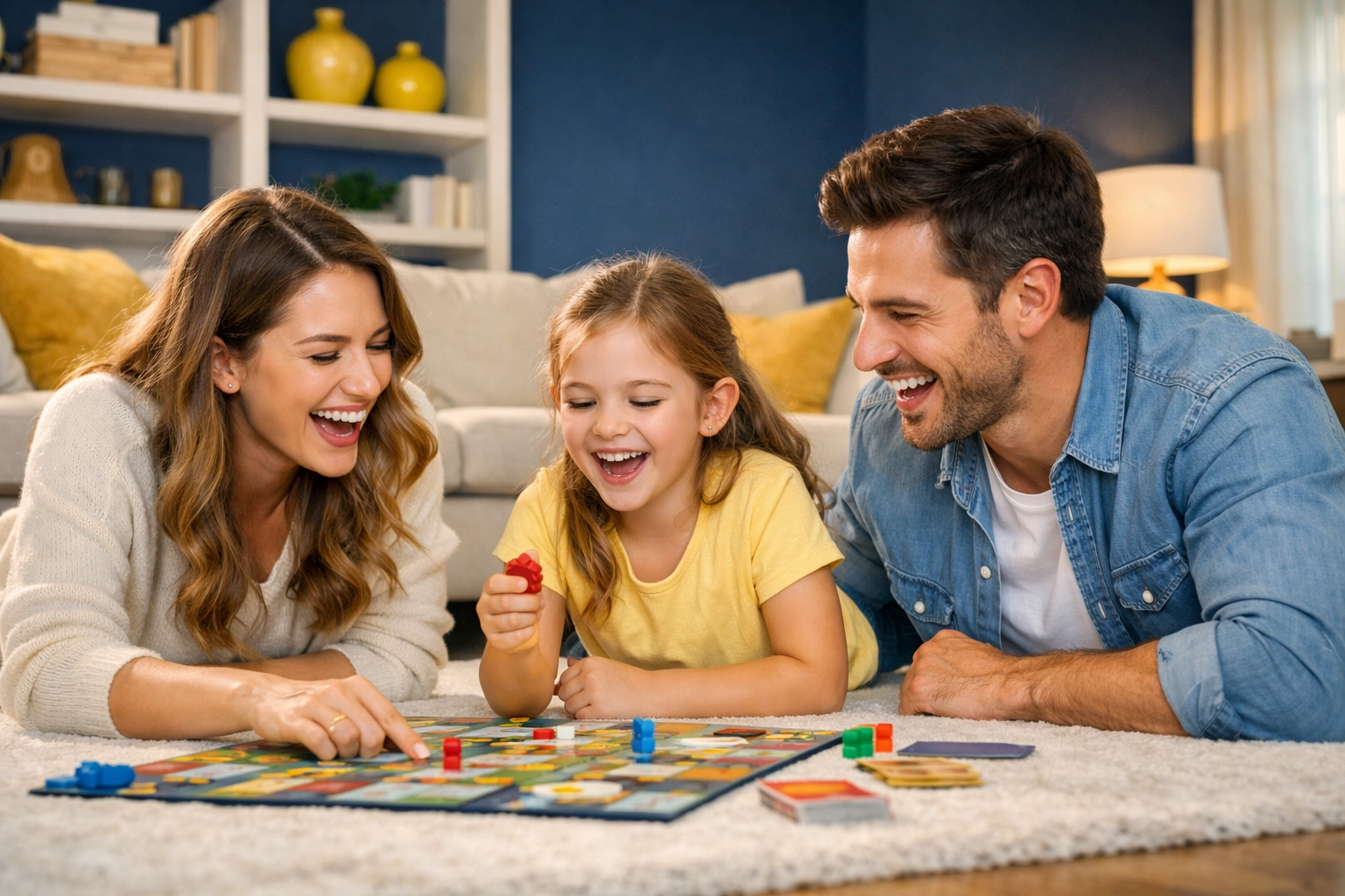 Family playing in a dust-free home after professional weekly house cleaning Bolton MA.