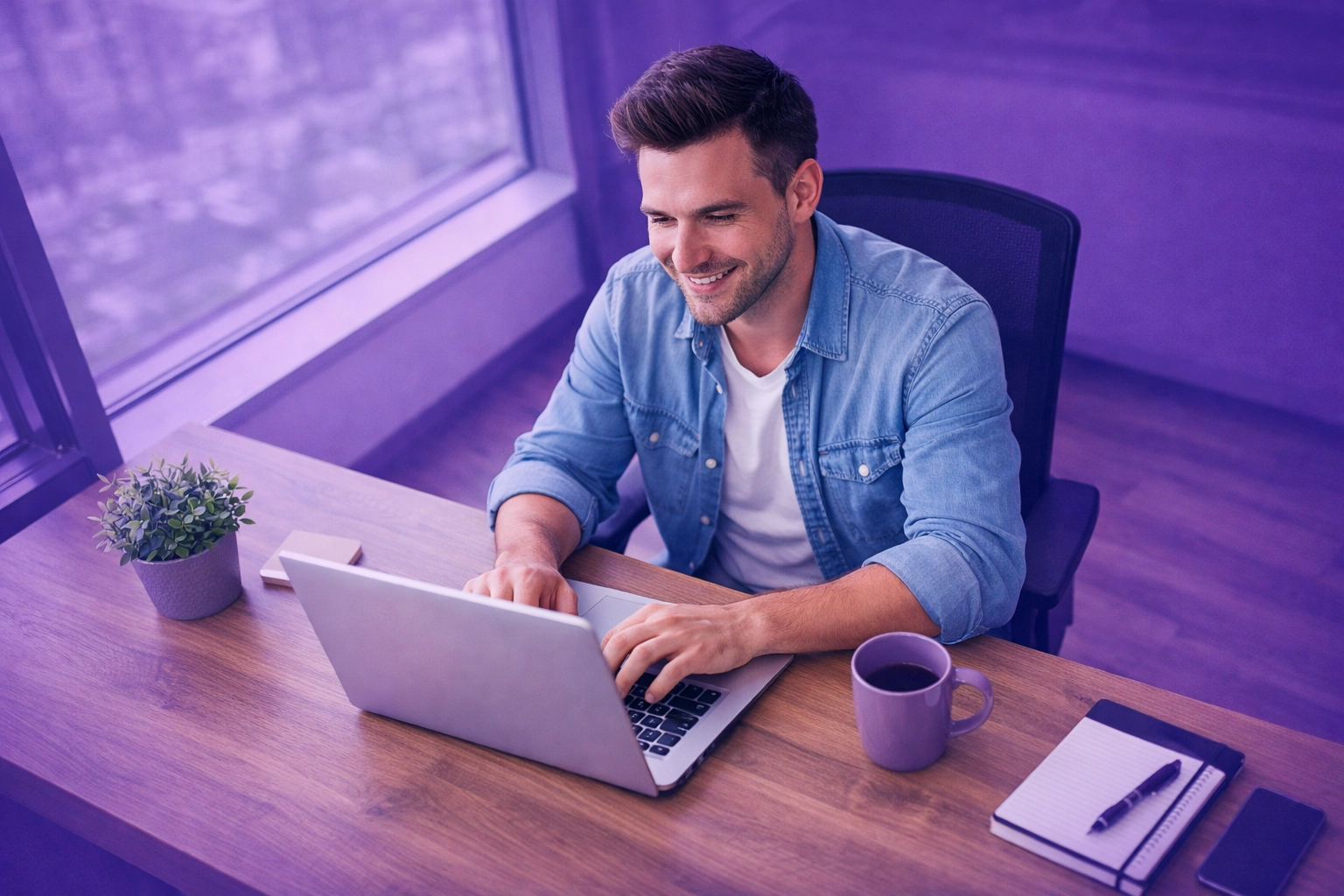 A man feeling secure while applying for a payday loan online through a reputable lender.