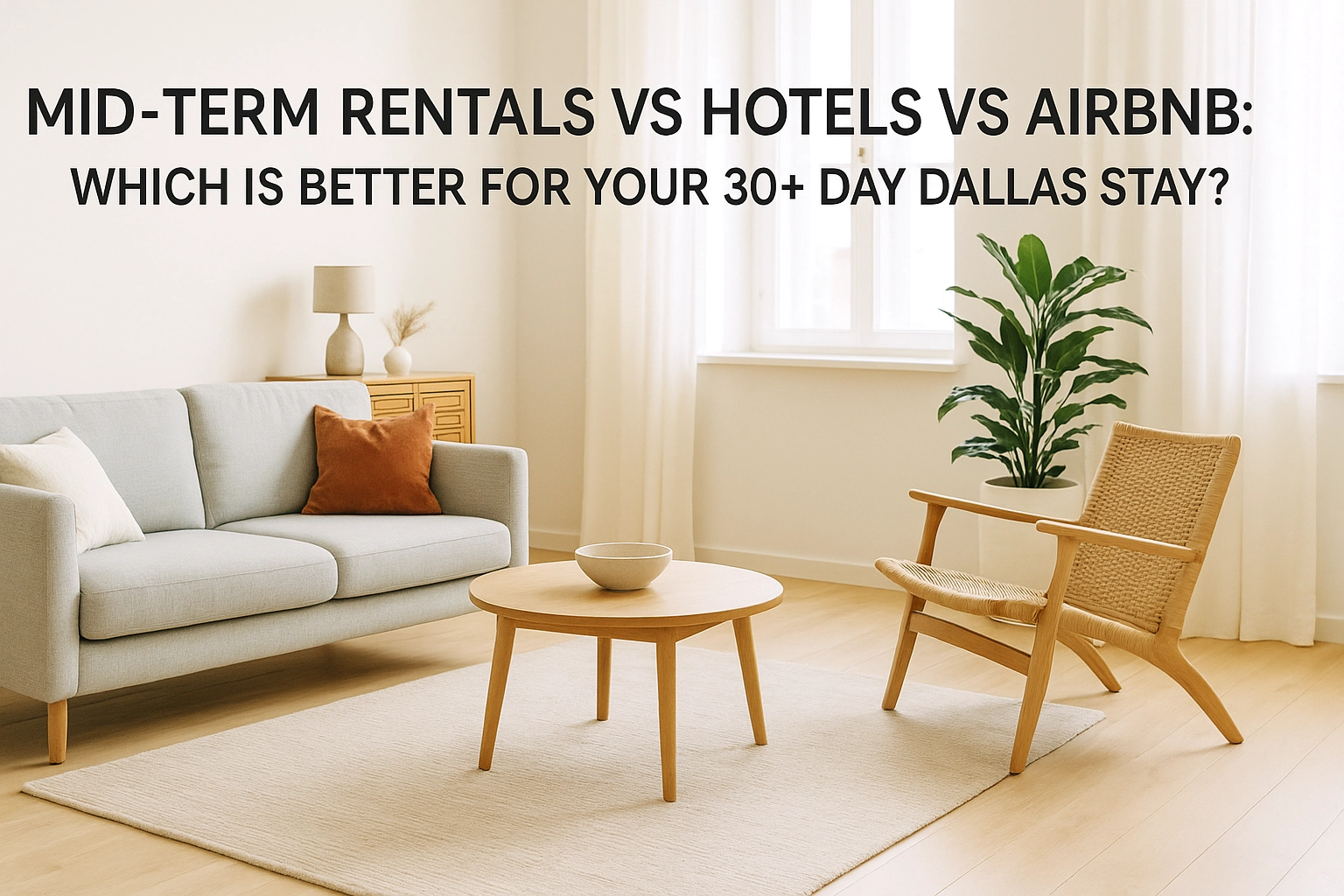 Mid-Term Rentals vs Hotels vs Airbnb: Which Is Better For Your 30+ Day Dallas Stay?