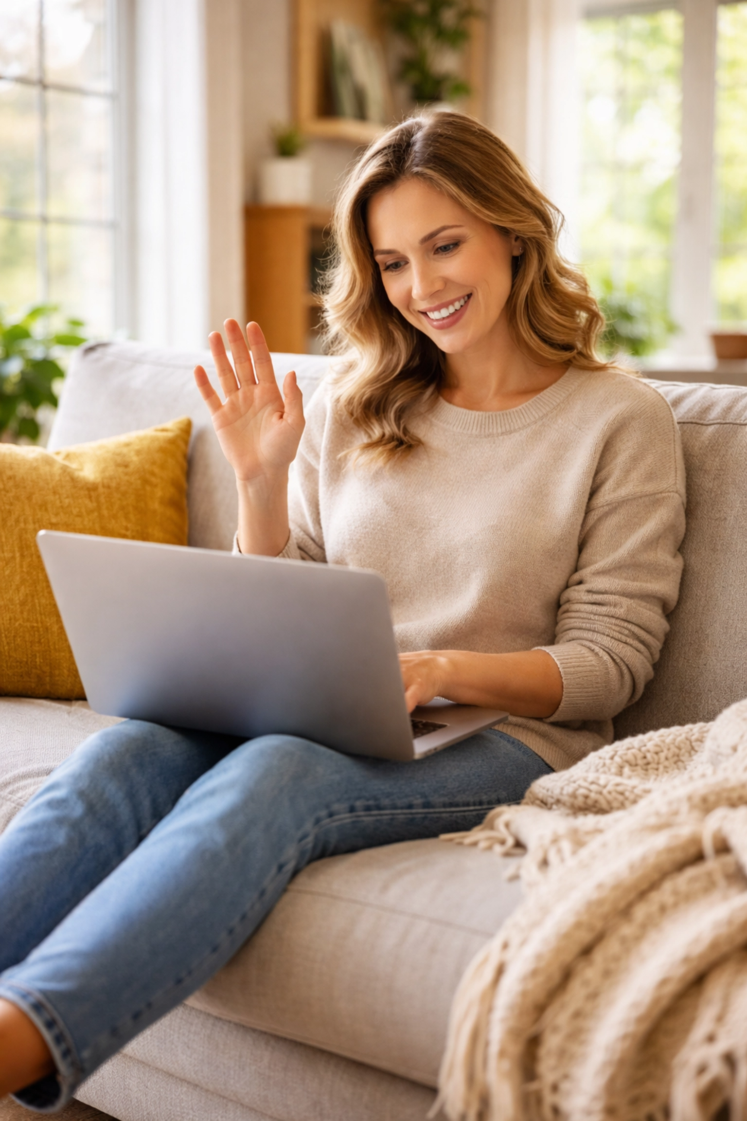 Woman attending convenient online counseling from home, showing flexible therapy options for parents